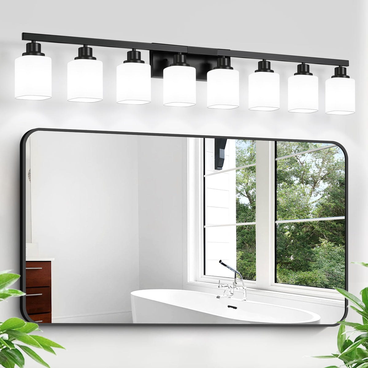 3-Light Bathroom Vanity Light,Modern Matte Black Bathroom Light Fixtures with Square Frosted Glass,Wall Sconces Lighting fixtures Over Mirror Restroom, Living Room Hallway