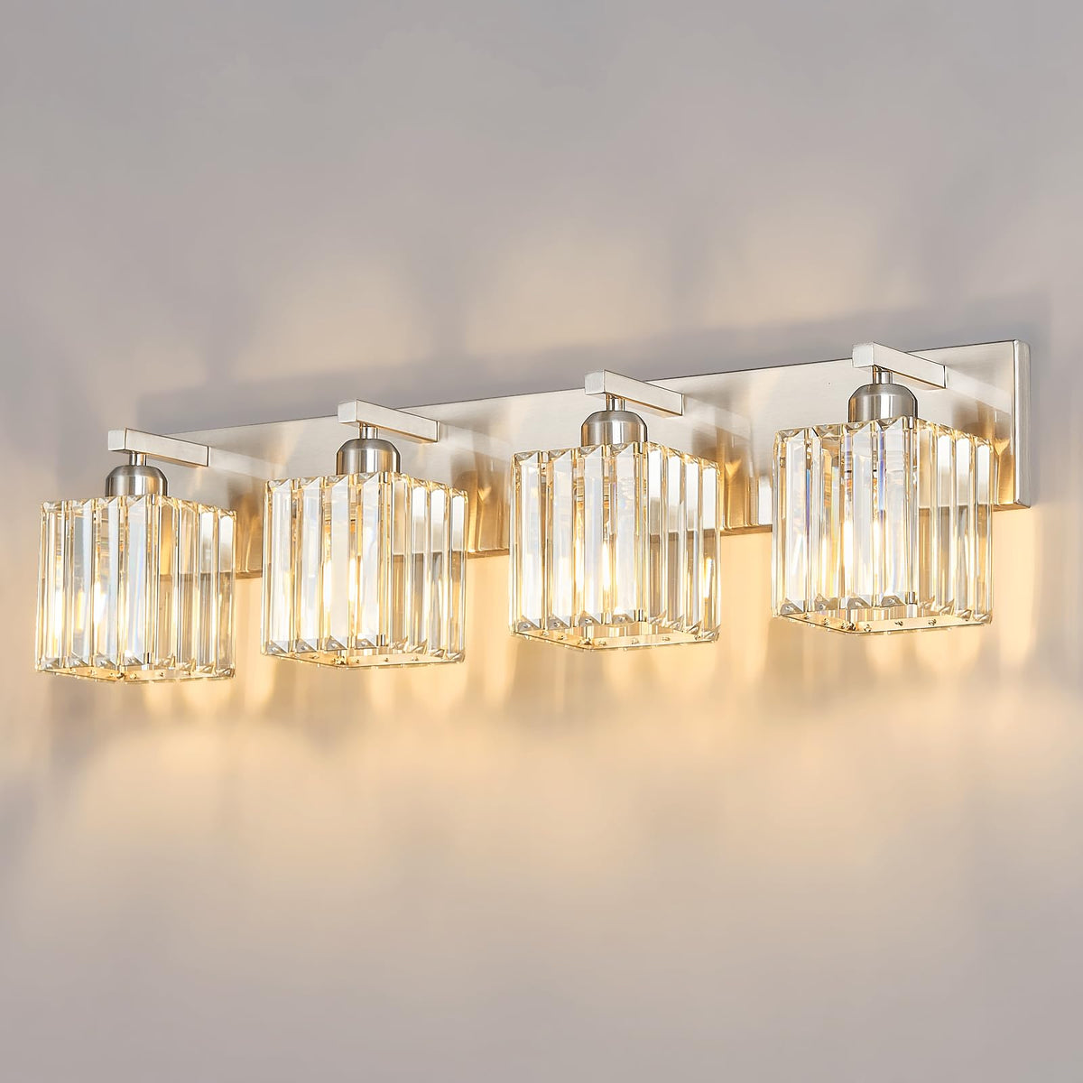 Modern Bathroom Vanity Light 3-Lights Modern Black Crystal Wall Light Bathroom Vanity Light Fixtures