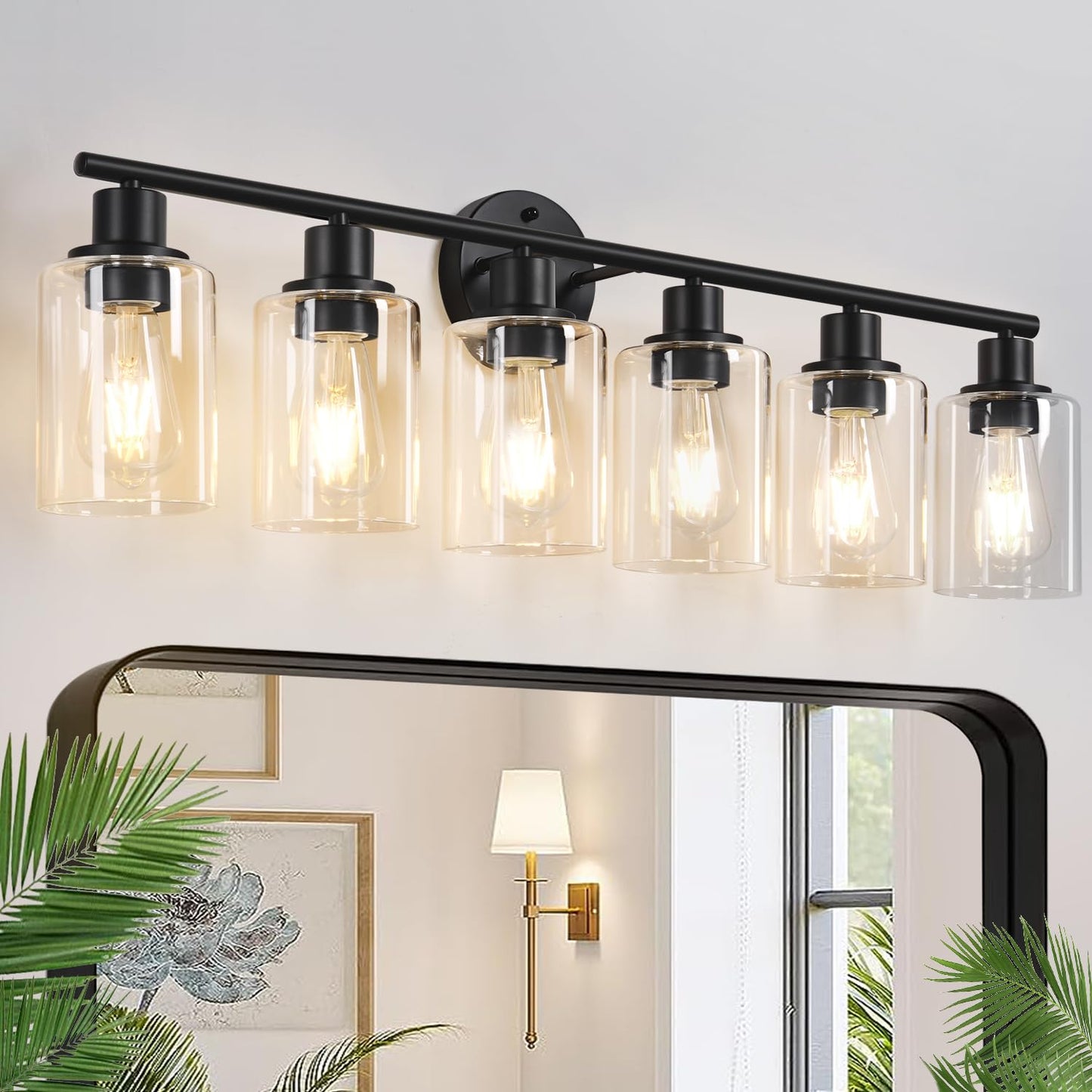 Zarbitta 3-Light Bathroom Light Fixtures, Brushed Nickel Vanity Light, Farmhouse Wall Lights with Clear Glass Shade, Bathroom Wall Lamp for Mirror Kitchen Bedroom Hallway Living Room Hallway Cabinet