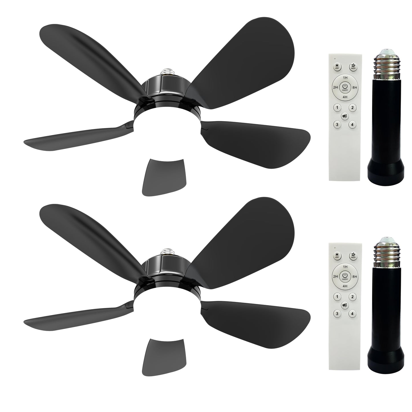 2Pack Socket Fan Light With Remote, Screw in Ceiling Fans with Dimmable Light, 3 Colors 3000K-6500K,Smart Ceiling Fan Light Kit Bulb for Bedroom Living Room Kitchen Garage Dinning Room