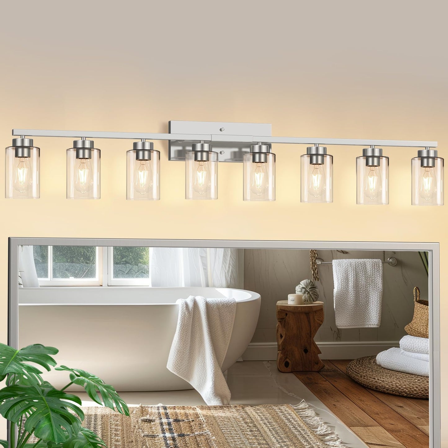 IZORRO Modern Bathroom Light Fixtures, 4 Light Black Vanity Lights, Bathroom Lighting Fixtures Over Mirror with Clear Glass for Living Room Cabinet Bedroom