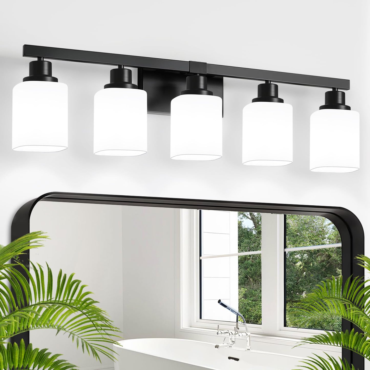 3-Light Bathroom Vanity Light,Modern Matte Black Bathroom Light Fixtures with Square Frosted Glass,Wall Sconces Lighting fixtures Over Mirror Restroom, Living Room Hallway
