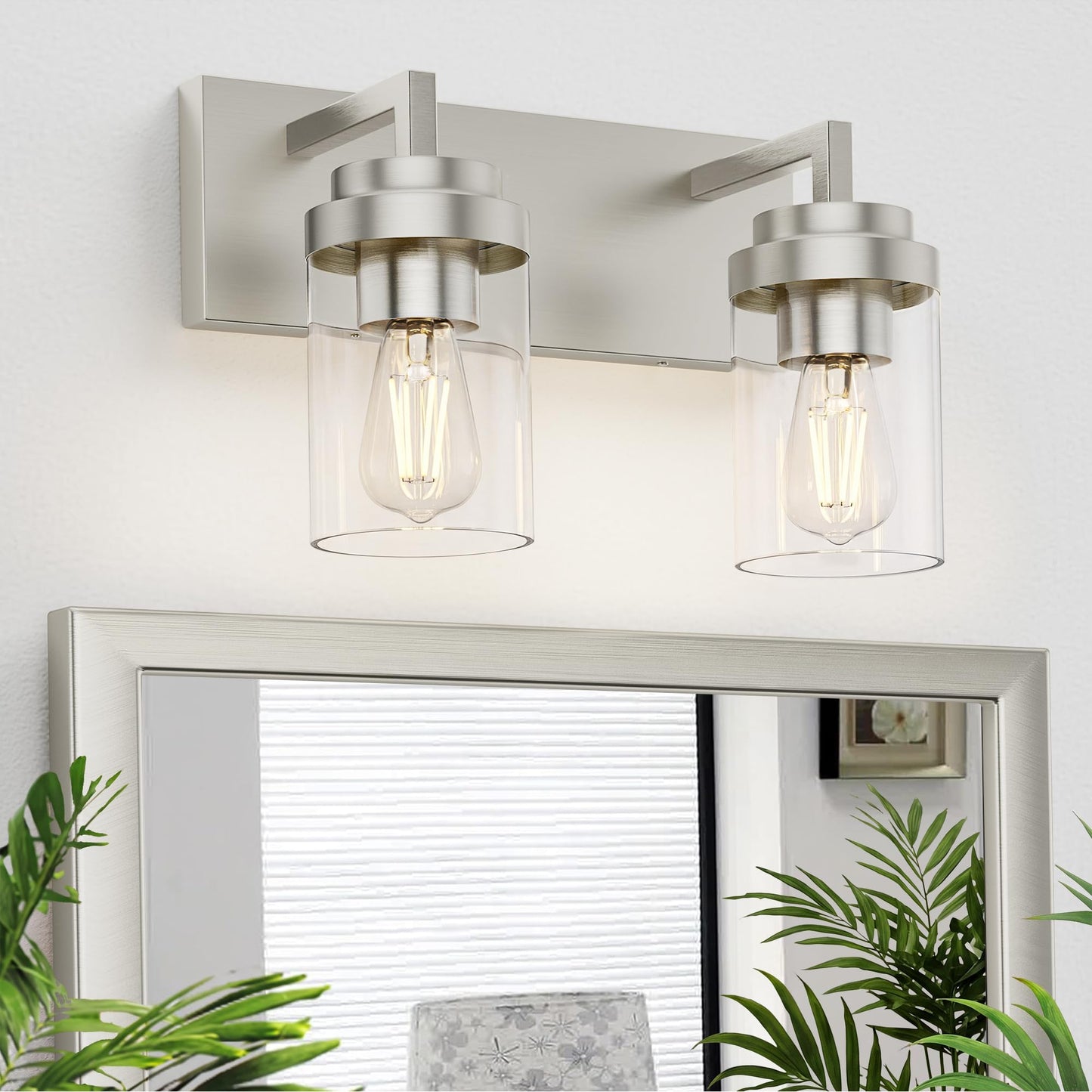 Bathroom Vanity Light, 3 Light Matte Black Vanity Lights with Clear Glass Shade, 22in Modern Wall Sconces, Bathroom Lighting Fixtures Over Mirror for Living Room
