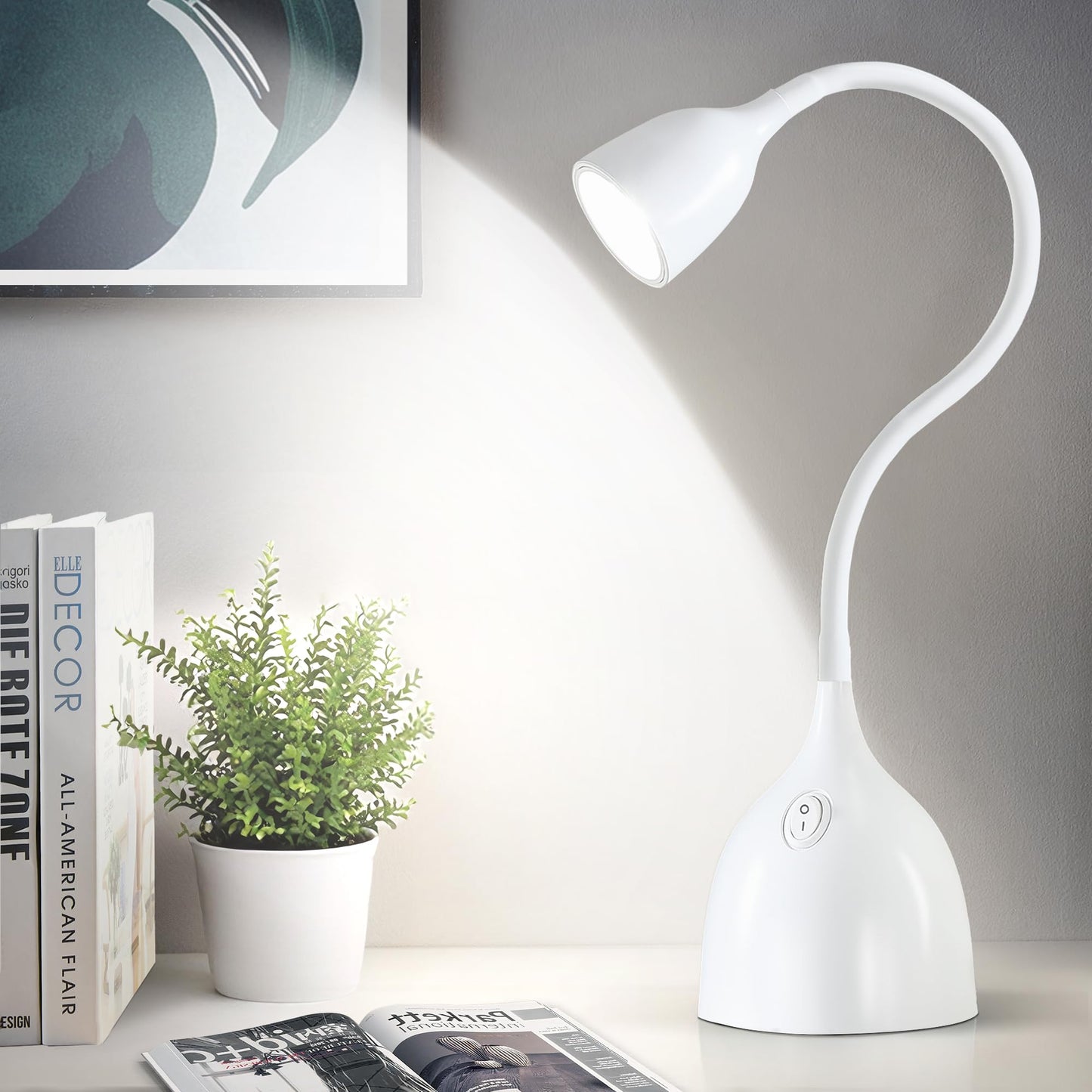 EJIAXIN Desk Lamp for Home Office, LED Reading Light, Small Adjustable Flexible Gooseneck Table Lamp, Eye-Caring Desk Lamp for College Dorm Room Study Lamp, Black