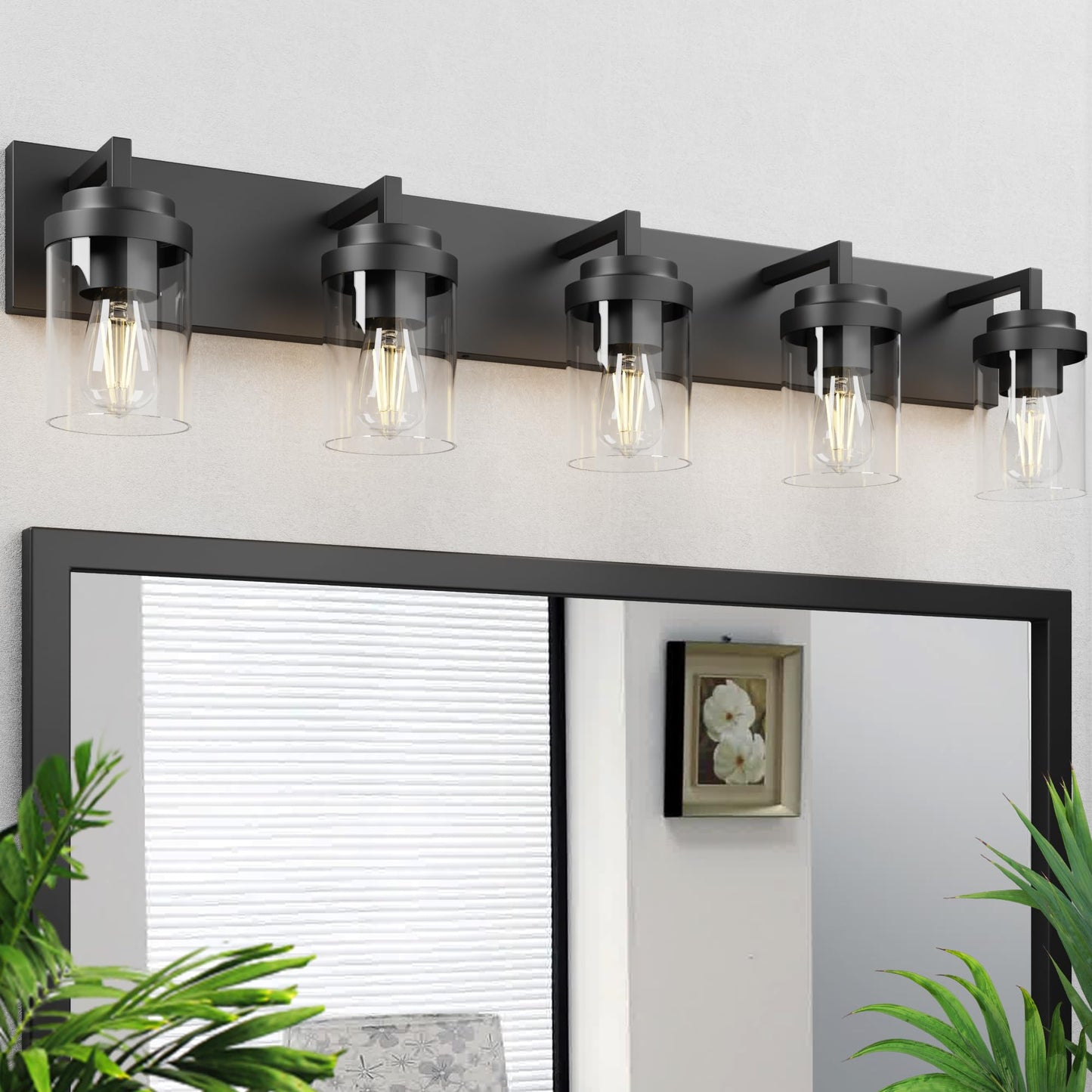 Bathroom Vanity Light, 3 Light Matte Black Vanity Lights with Clear Glass Shade, 22in Modern Wall Sconces, Bathroom Lighting Fixtures Over Mirror for Living Room