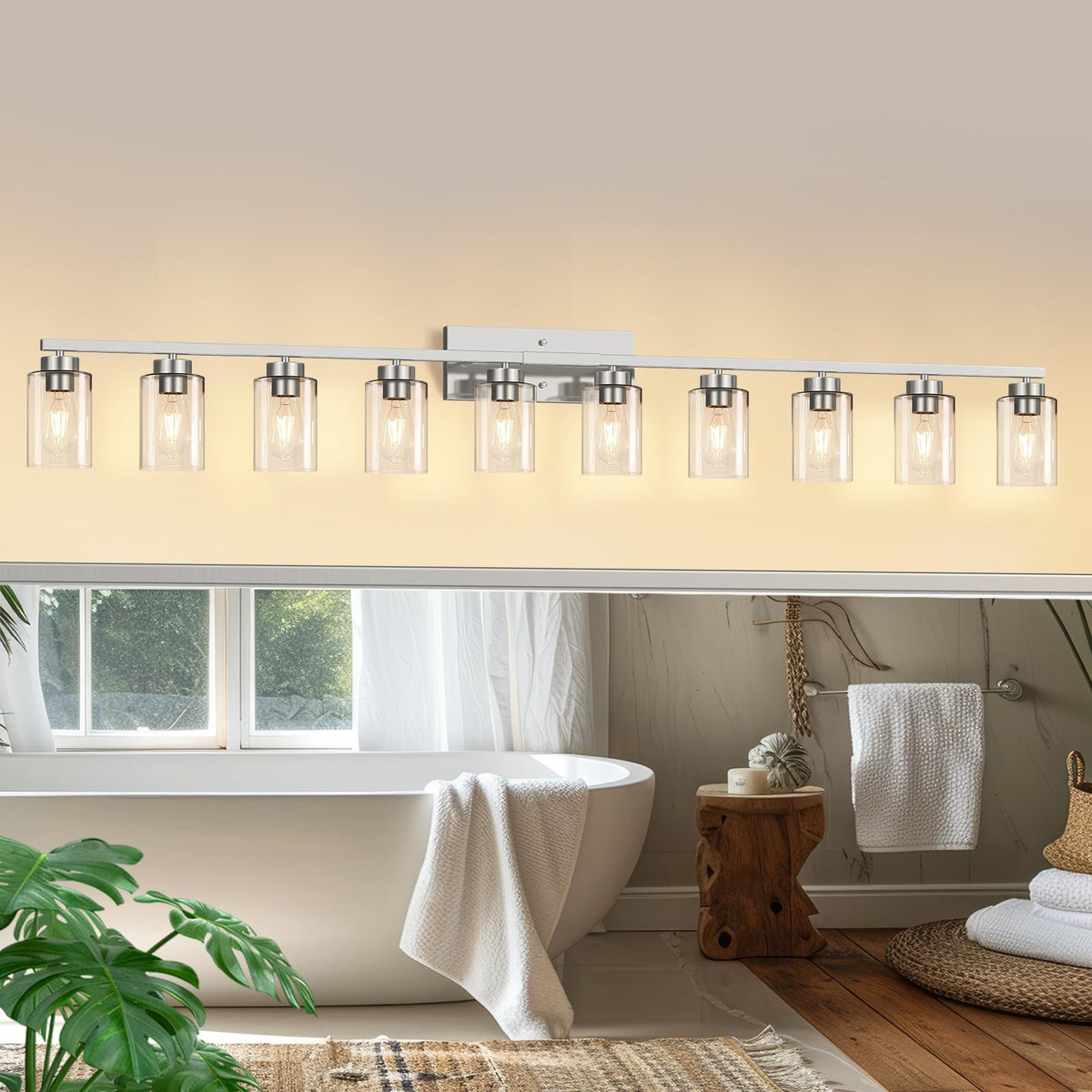 IZORRO Modern Bathroom Light Fixtures, 4 Light Black Vanity Lights, Bathroom Lighting Fixtures Over Mirror with Clear Glass for Living Room Cabinet Bedroom