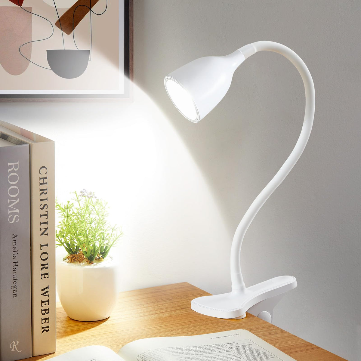 EJIAXIN Desk Lamp for Home Office, LED Reading Light, Small Adjustable Flexible Gooseneck Table Lamp, Eye-Caring Desk Lamp for College Dorm Room Study Lamp, Black