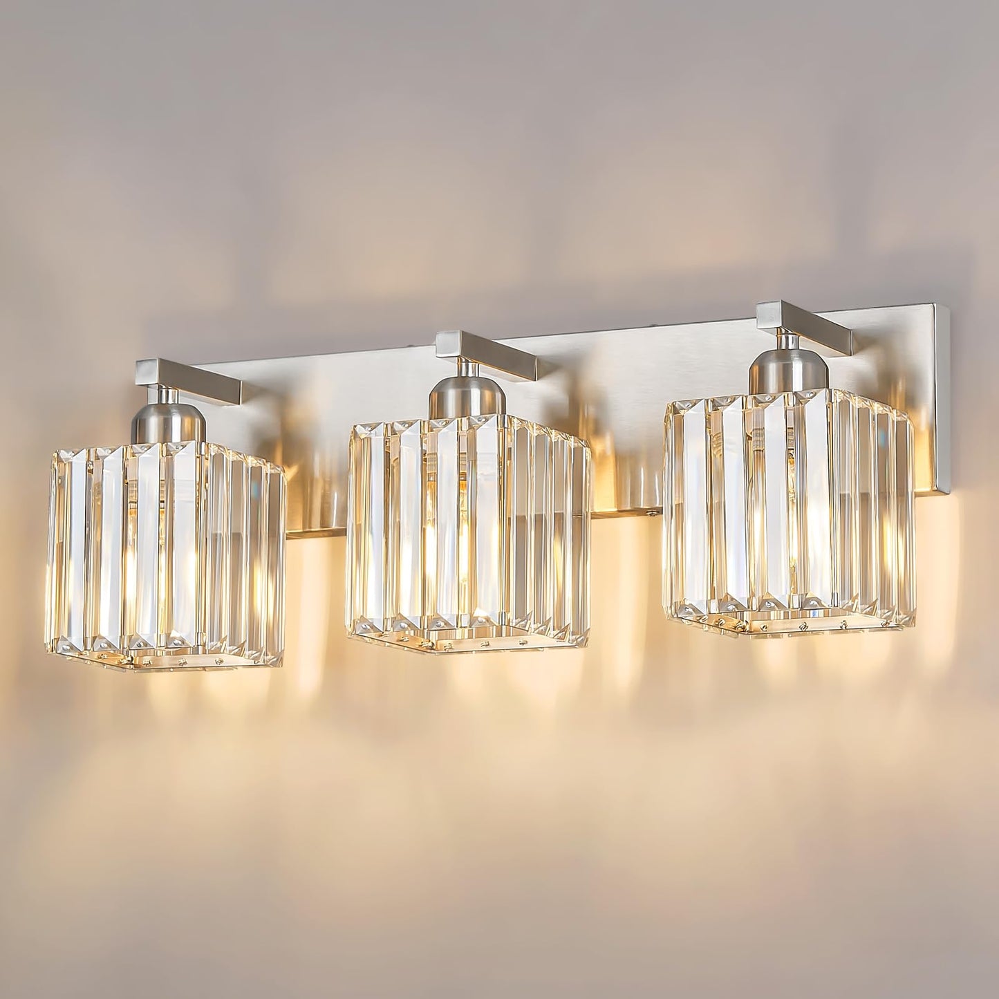 Modern Bathroom Vanity Light 3-Lights Modern Black Crystal Wall Light Bathroom Vanity Light Fixtures