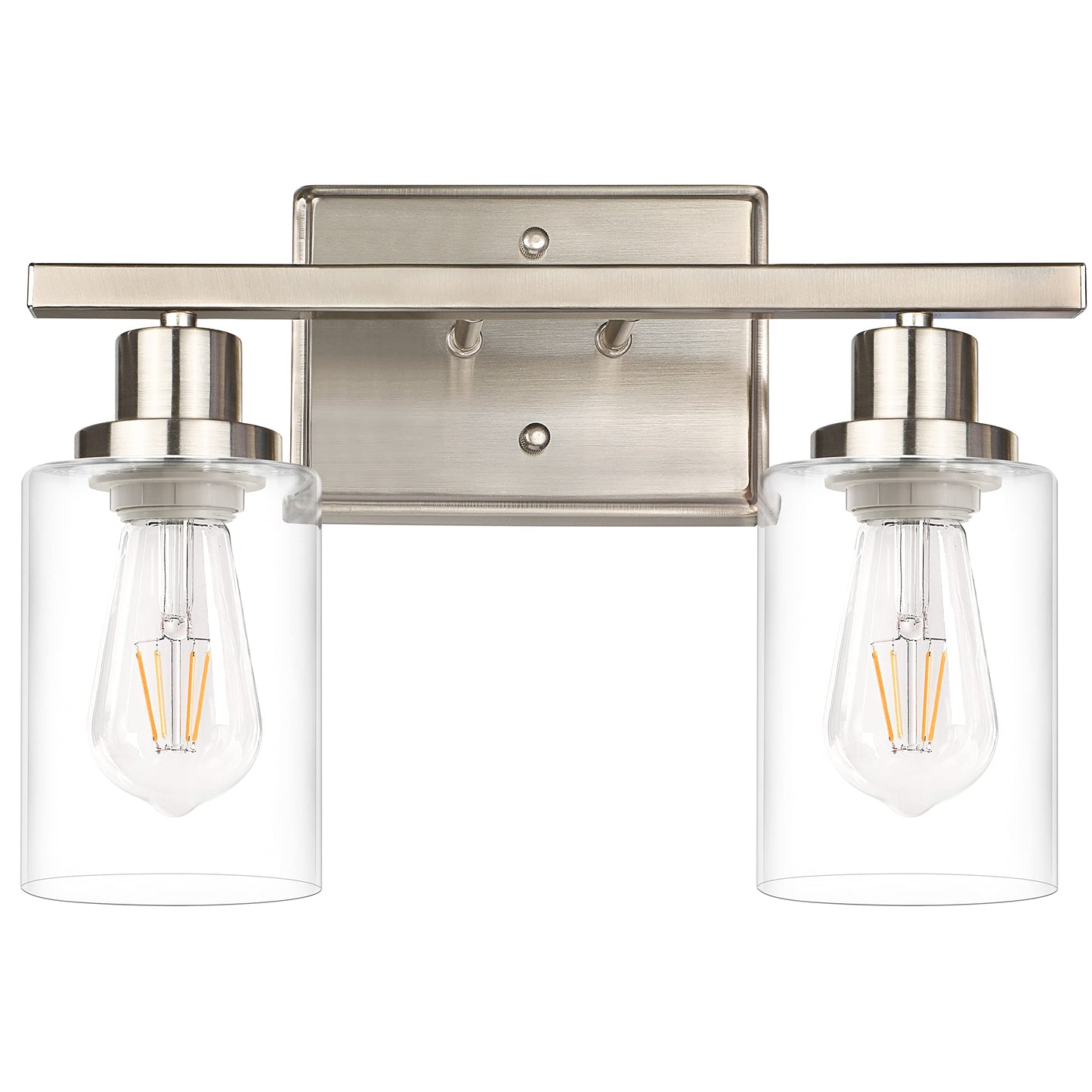 Ascher Bathroom Vanity Light Fixtures, 3 Light Wall Sconces Lighting with Clear Glass Shade, Brushed Nickel Wall Lights for Mirror, Kitchen, Living Room, Gallery, E26 Base (Bulbs Not Included)