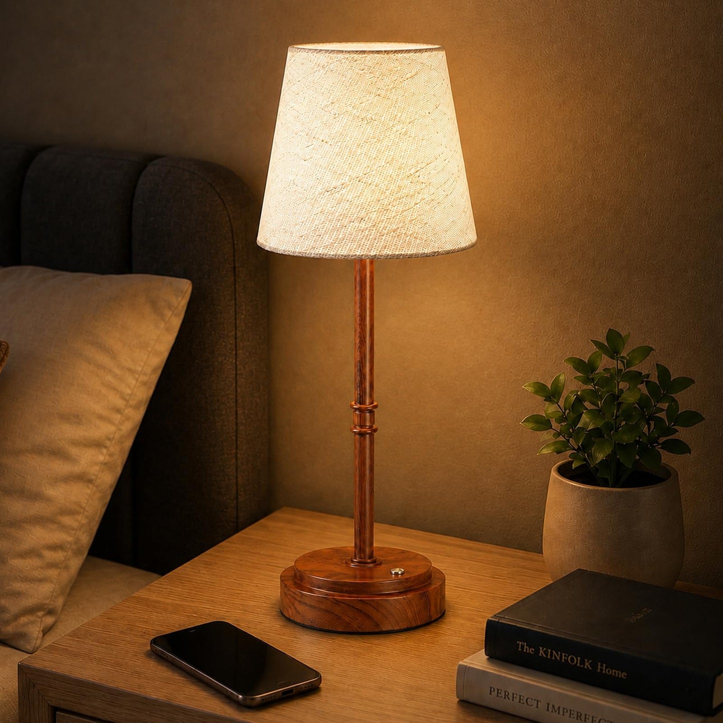 Rechargeable Cordless Table Lamp, Nightstand to End Table,Gold,1 Pack | 6000mAh Battery Operated, 16-Inch Antique Brass Aesthetic, For Kitchen Counter, Bathroom Vanity and Dining Room