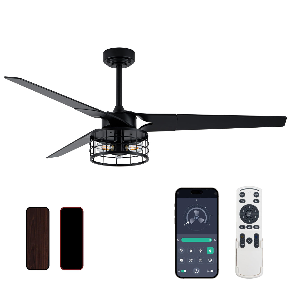 Gold Ceiling Fan with Lights and Remote, 52 In | 3 Blade Style, App Remote Control, Timer, Reversible, 3CCT, 6 Speed, 2 Color Blade for Indoor, Bedroom, Living Room