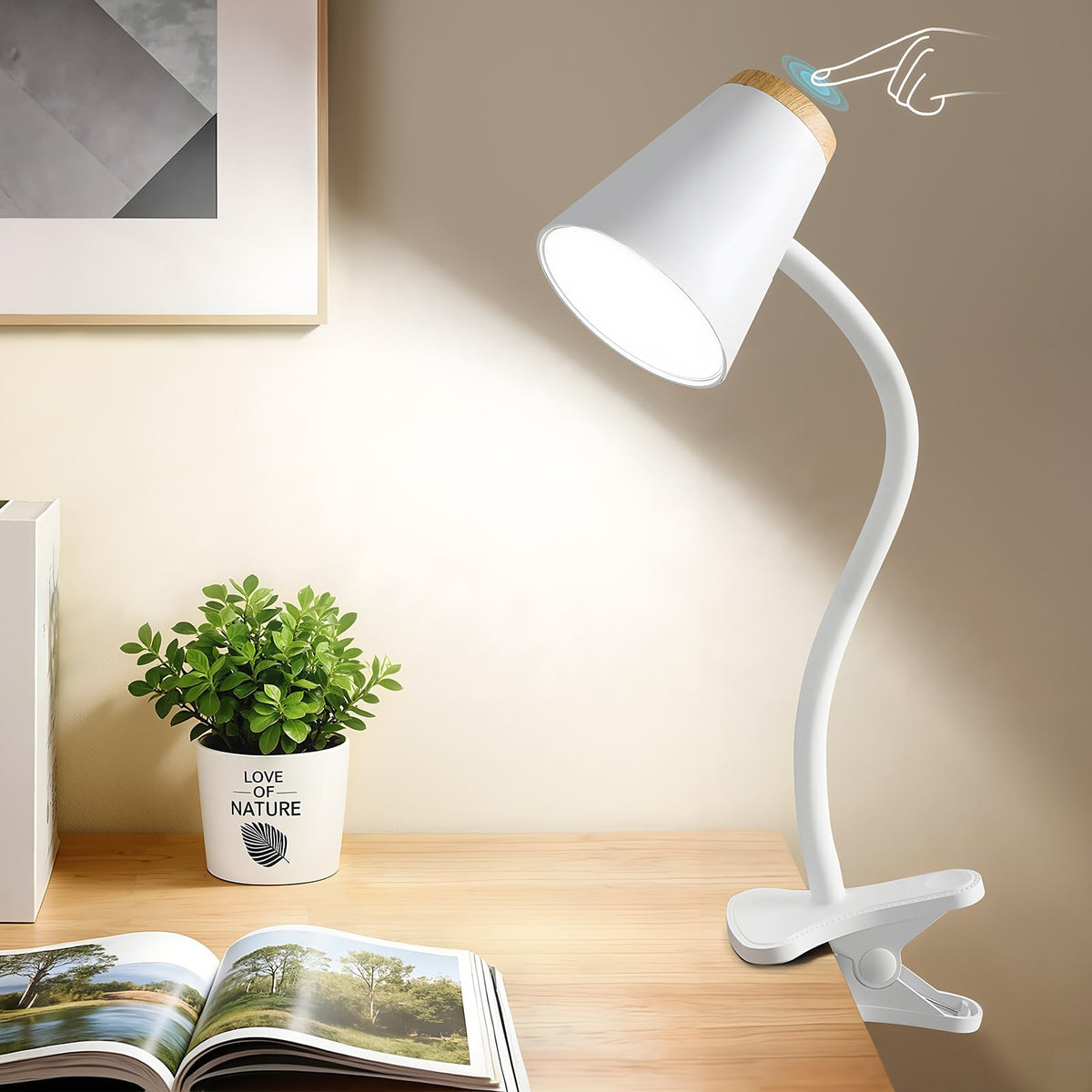 EJIAXIN Desk Lamps for Home Office - Small LED Desk Lamp Touch Dimmable Reading Light for College Dorm Room - Adjustable Flexible Gooseneck Table Lamp for Bedside Bedroom Nightstand Pink