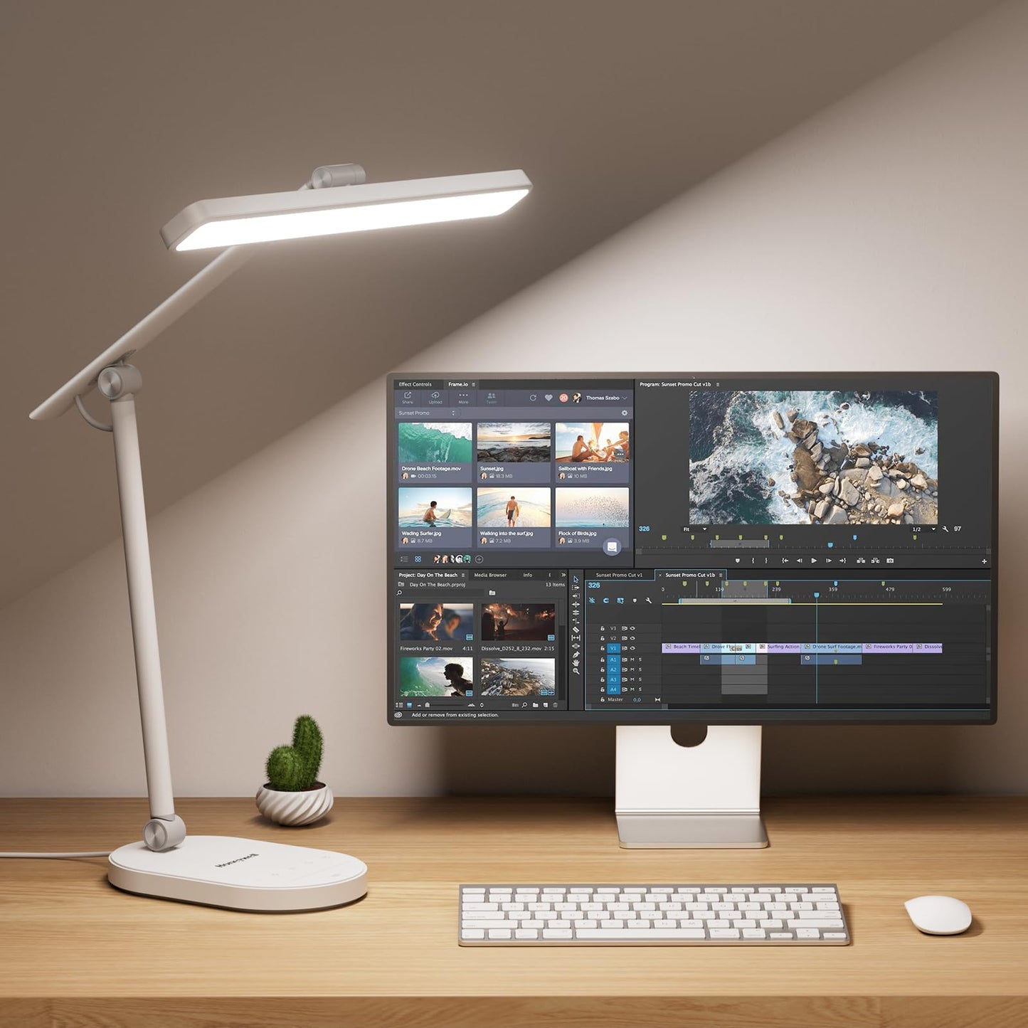 Honeywell HWT-H4 LED Desk Lamp, Eye-Caring, Dimmable, Auto Sensor | CRI97 Sunturalux LED, flicker-free eye care, 3 color temperatures, 5 brightness levels, auto dimming sensor, 60-min timer