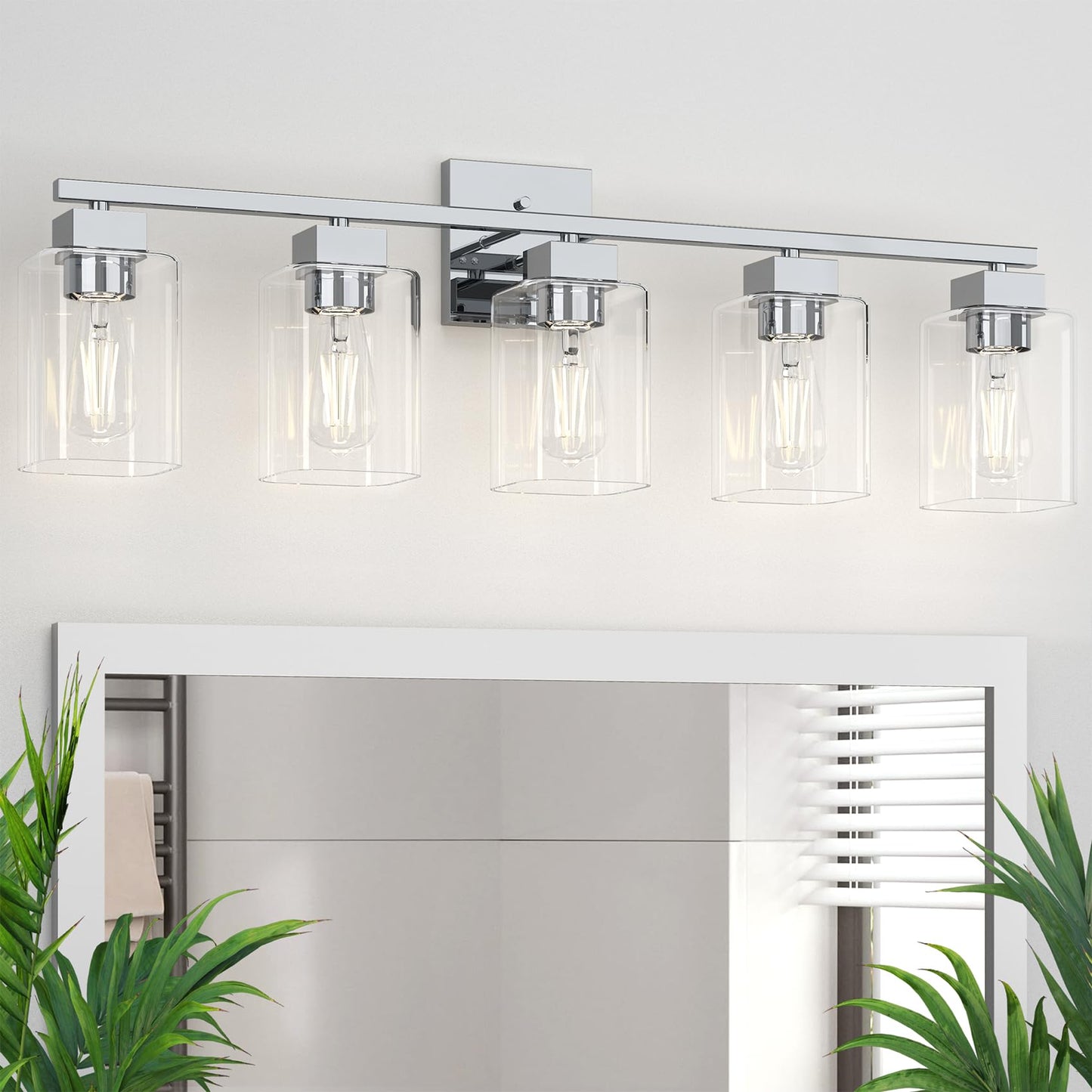 Matte Black Bathroom Vanity Light, 3-Light Vanity Lighting fixtures Over Mirror, Square Design & UL Certification, Wall Sconces with Clear Glass Shades, E26 Socket (Bulbs Not Included)