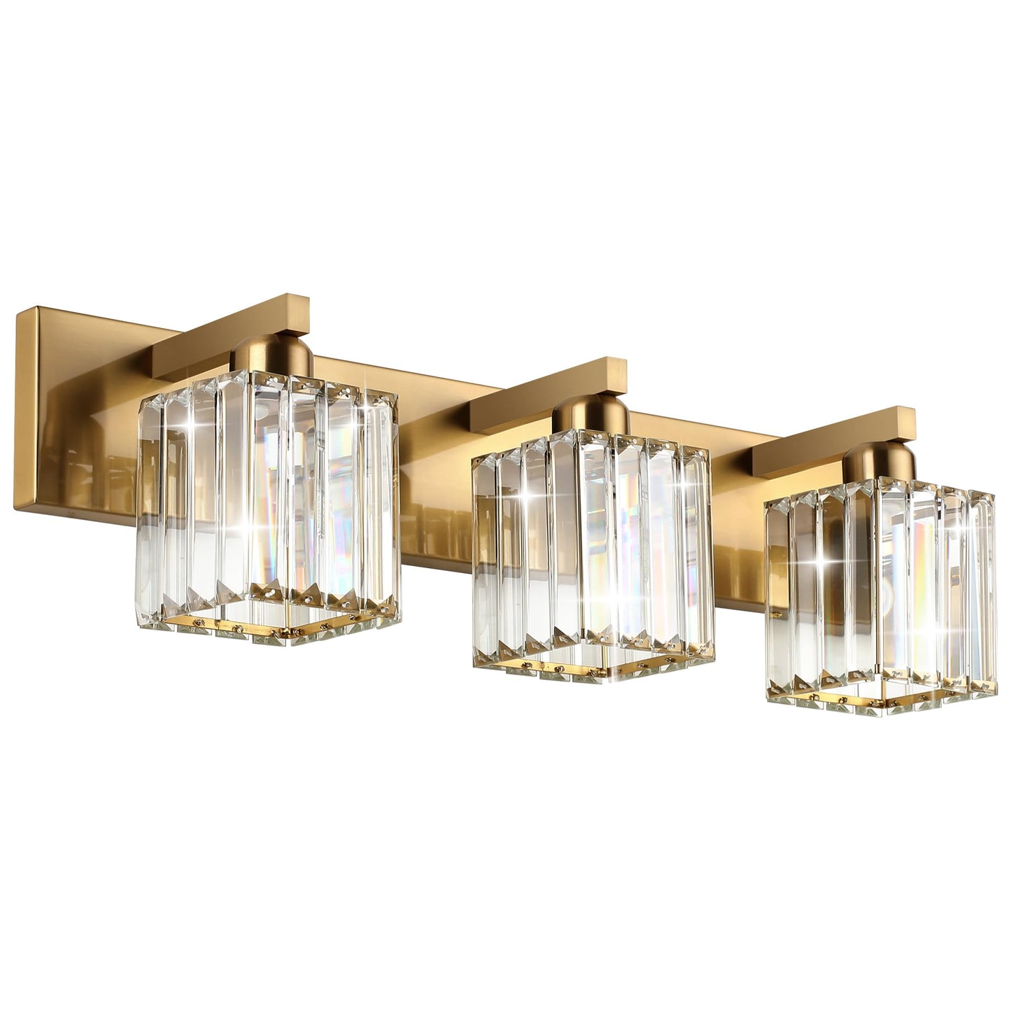 Aipsun Brushed Nickel Vanity Light Bathroom Lighting Fixtures 3 Light Crystal Modern Bathroom Vanity Light (Exclude Bulb)