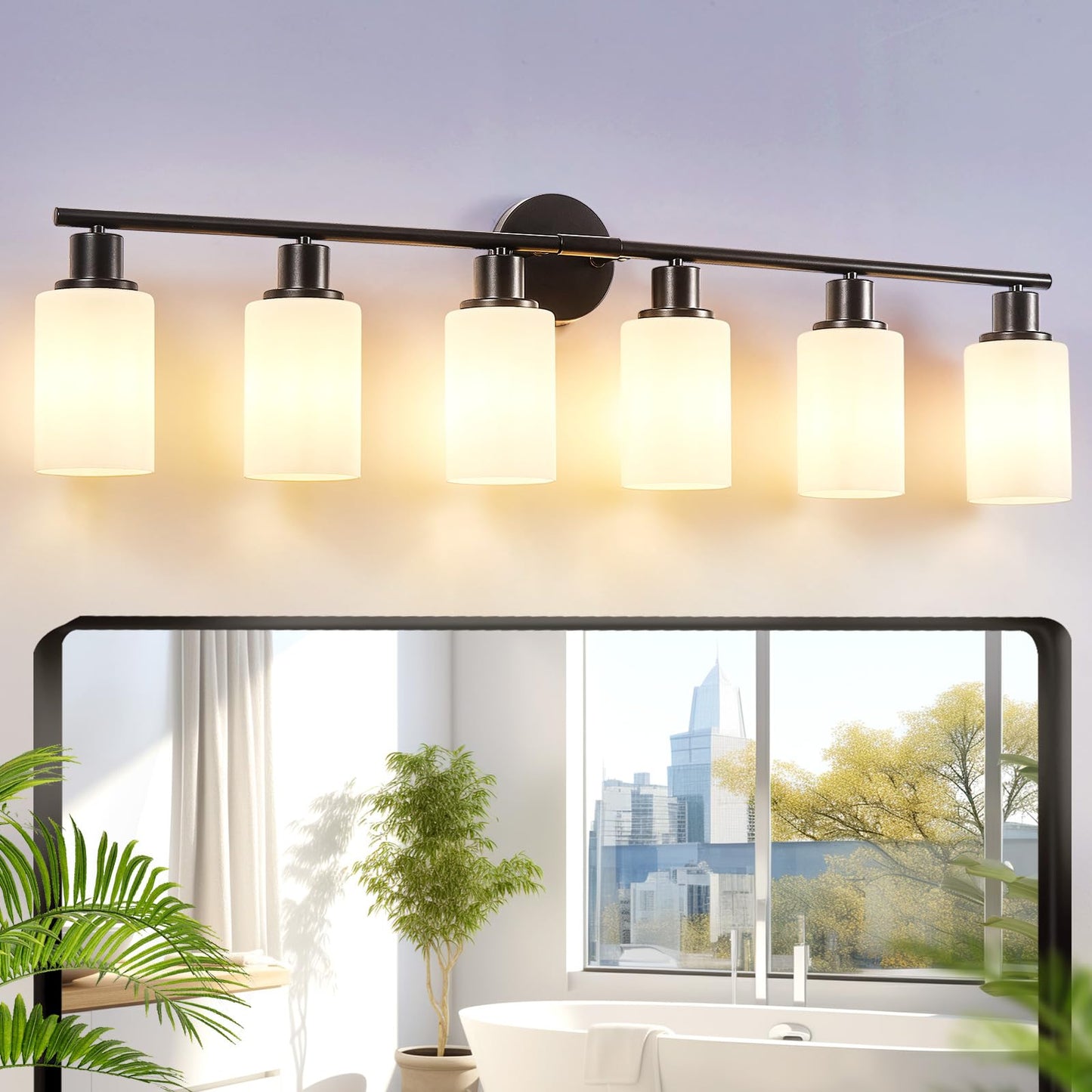 DLLT 3-Light Bathroom Light Fixtures: Set of 2 Black Modern Vanity Lights with Clear Glass Shade - 18.51" Bathroom Wall Lamp for Mirror Kitchen Living Room