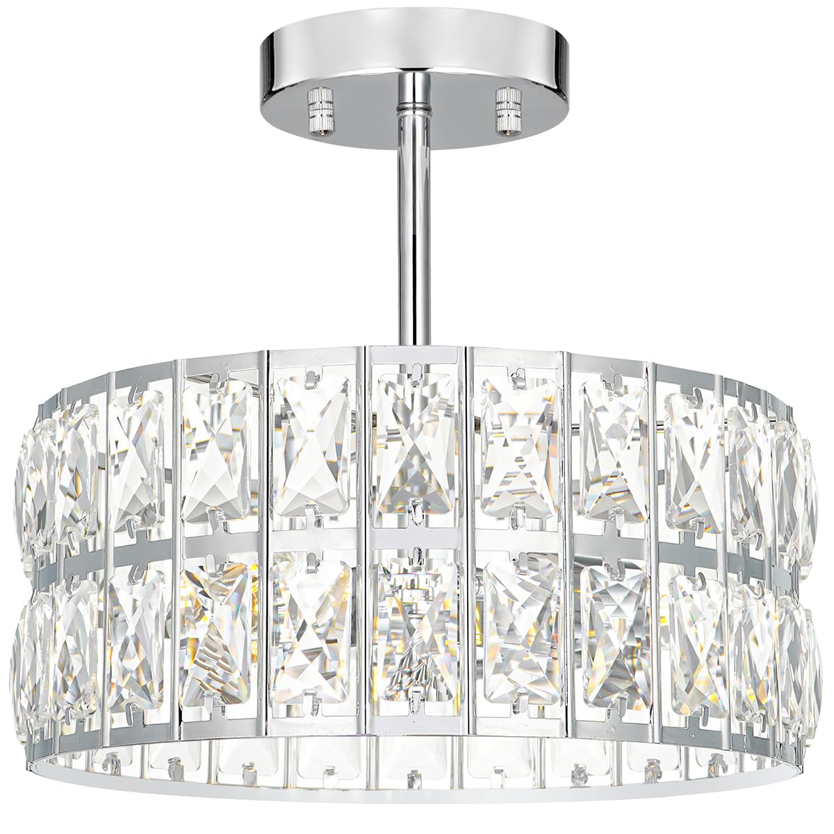 Crystal Ceiling Light Fixture, Modern Semi Flush Mount Ceiling Light, Gold Hallway Lighting Fixtures Chandelier for Kitchen, Close To Ceiling Light Fixtures for Entryway Bedroom, 1-Light, 11Inch