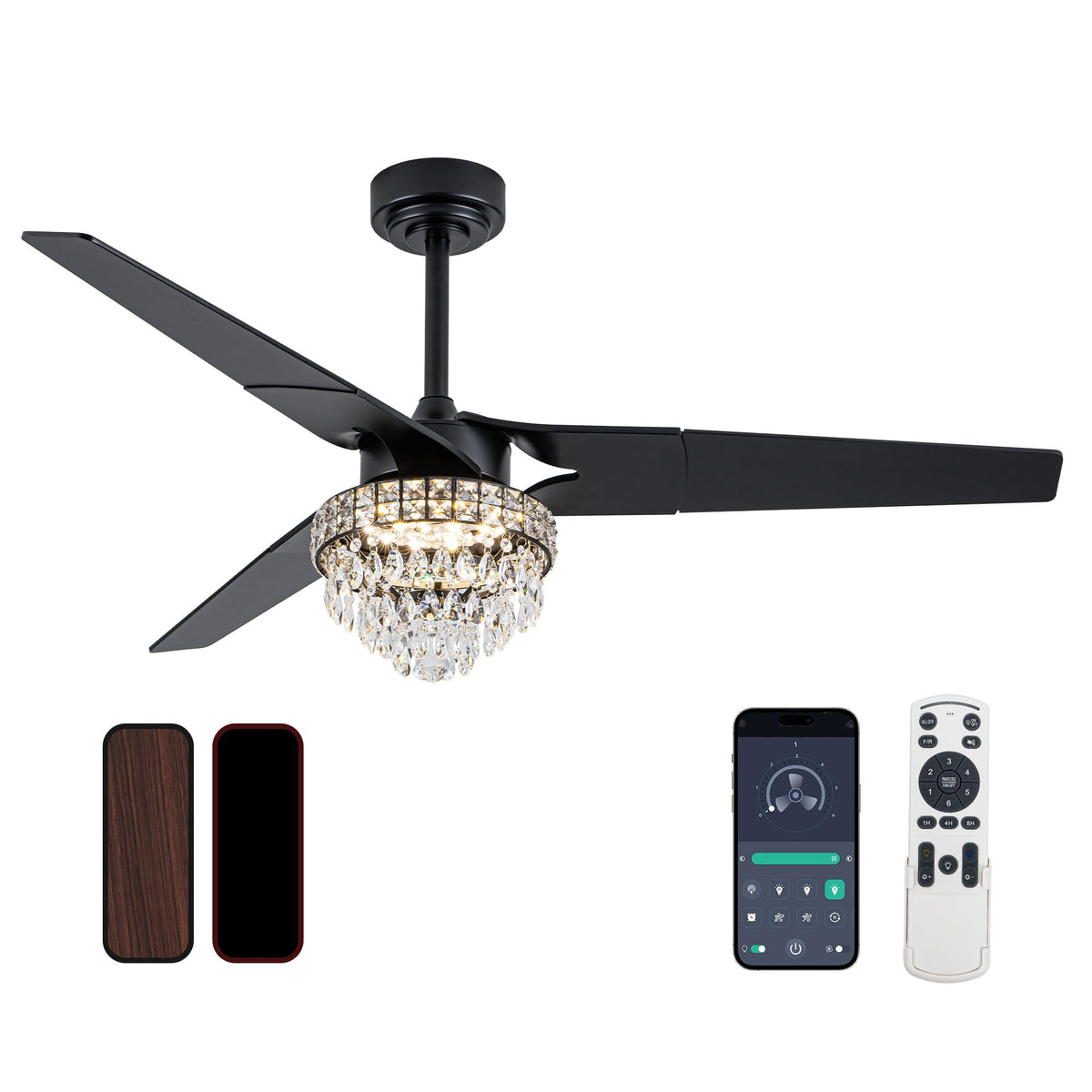Gold Ceiling Fan with Lights and Remote, 52 In | 3 Blade Style, App Remote Control, Timer, Reversible, 3CCT, 6 Speed, 2 Color Blade for Indoor, Bedroom, Living Room