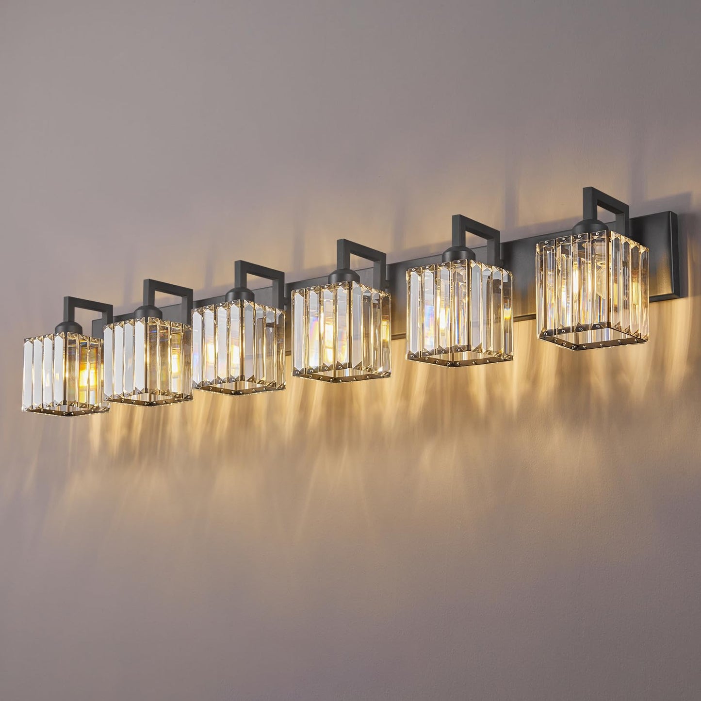 Modern Bathroom Vanity Light 3-Lights Modern Black Crystal Wall Light Bathroom Vanity Light Fixtures