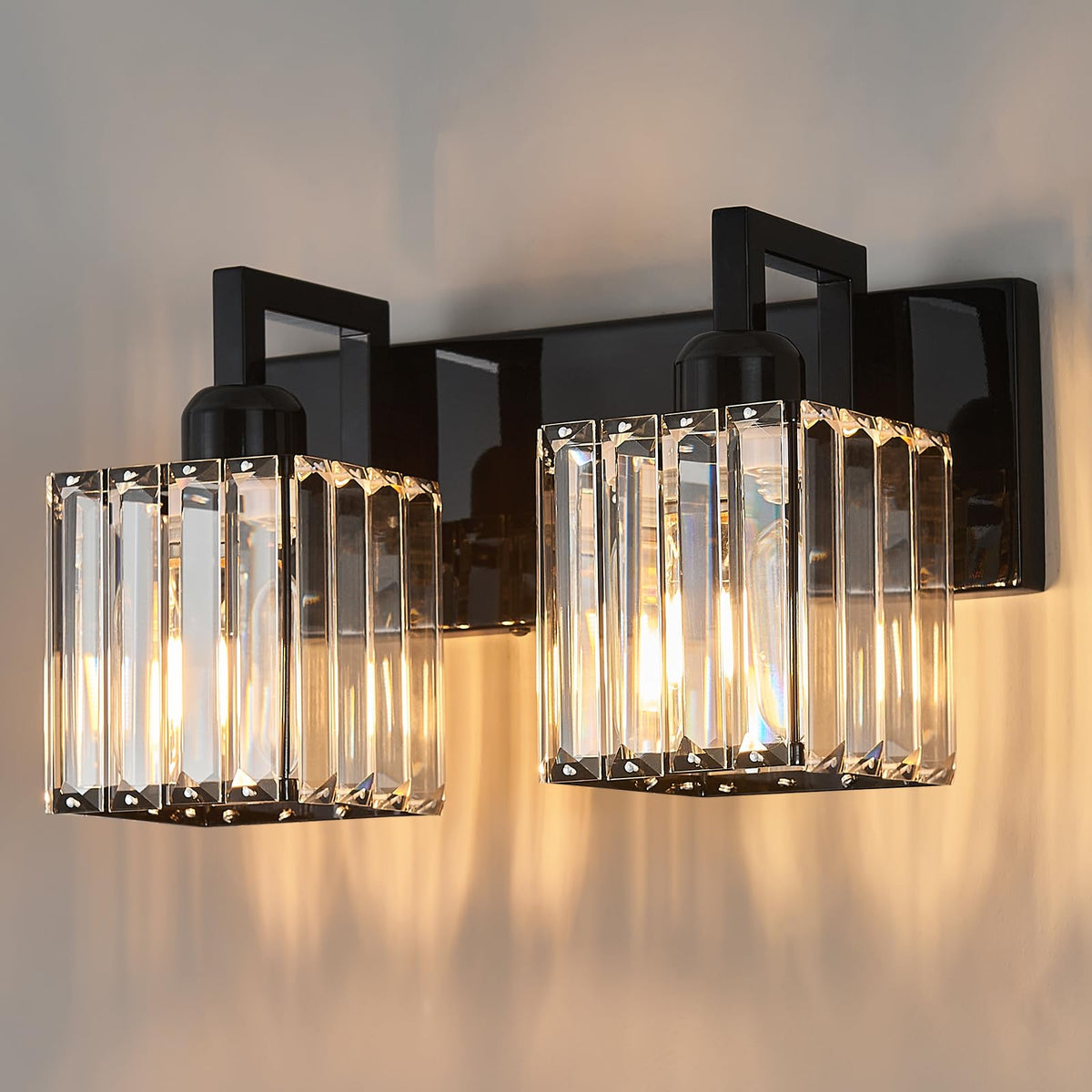 Modern Bathroom Vanity Light 3-Lights Modern Black Crystal Wall Light Bathroom Vanity Light Fixtures