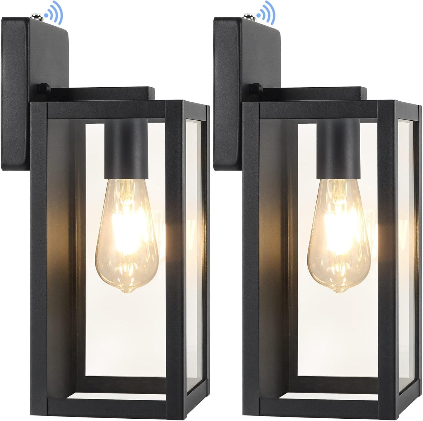Outdoor Wall Light Fixture, Modern Outside Porch Sconce, Black | Waterproof, Rust-Resistant, Durable Metal with Clear Glass, Standard E26 Socket, Easy to Install