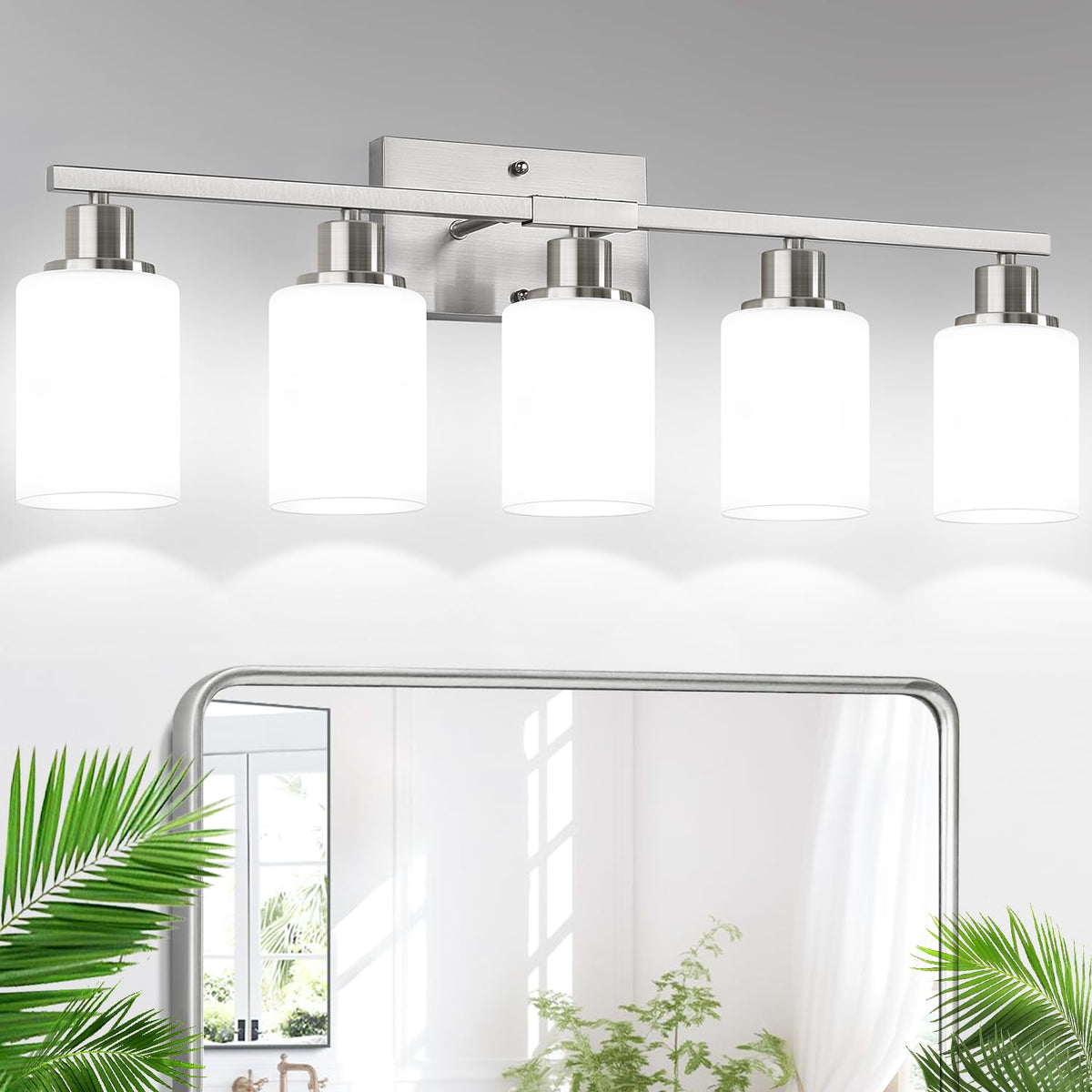 Indoi 4-Light Bathroom Light Fixtures, Matte Black Modern Vanity Lights with Clear Glass Shades, Bathroom Wall Lamp for Mirror Living Room Cabinet Bedroom Porch
