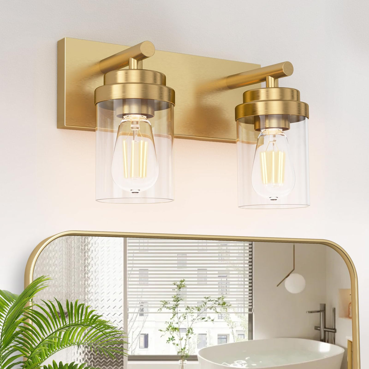 IZORRO Bathroom Vanity Light Fixture, 3-Light 22 Inch Matte Black Bathroom Light Fixtures Over Mirror, with Clear Glass Shade, Modern Farmhouse Vanity Lights, Rustic Restroom Lighting Fixtures