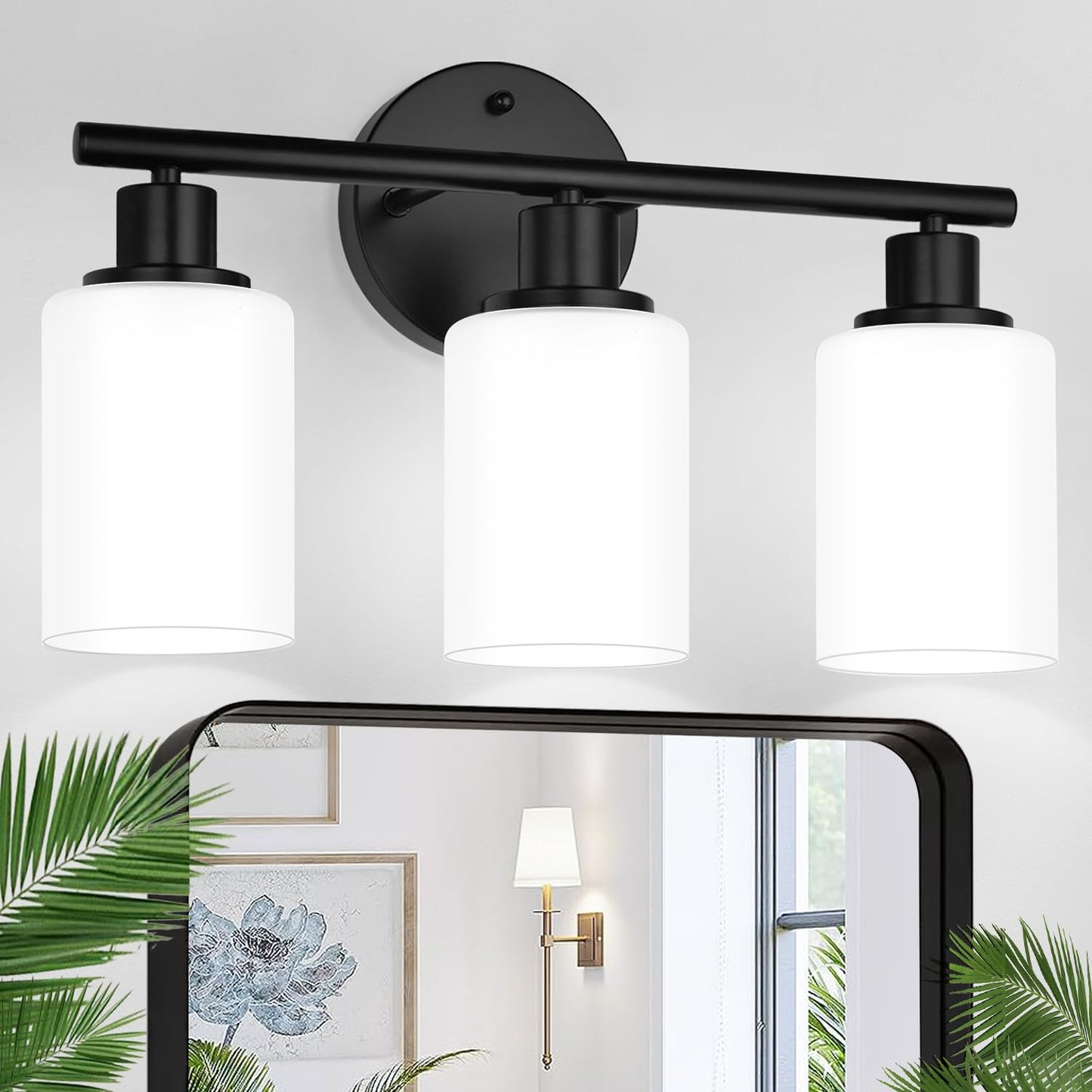 Zarbitta 3-Light Bathroom Light Fixtures, Brushed Nickel Vanity Light, Farmhouse Wall Lights with Clear Glass Shade, Bathroom Wall Lamp for Mirror Kitchen Bedroom Hallway Living Room Hallway Cabinet