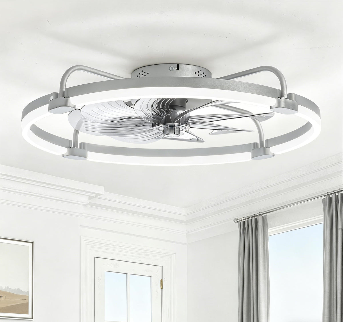 LEDIARY 20" Ceiling Fans with Lights and Remote, Low Profile Led Fan Light | Flush Mount, Stepless Dimmable Fandelier, 6 Speeds, 3 CCT, Quiet Reversible DC Motor, 2H Timer, Bedroom, Living Room, Black
