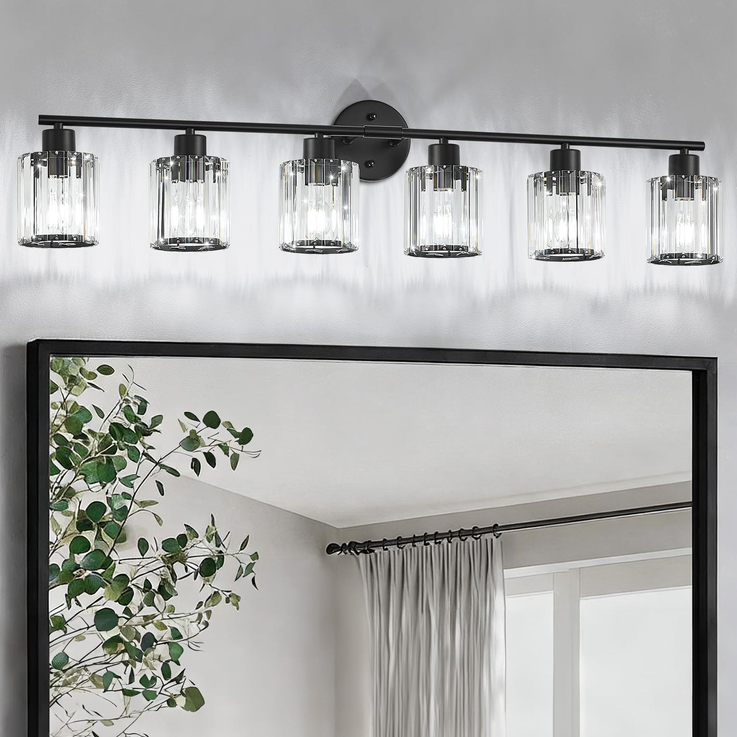 Modern Brushed Nickel Crystal Bathroom Light Fixtures,3-Light | Bathroom Lighting Fixtures over Mirror,Vanity Lights for Mirror, Restroom(Ceramic E26 Socket,Bulbs Not Include)