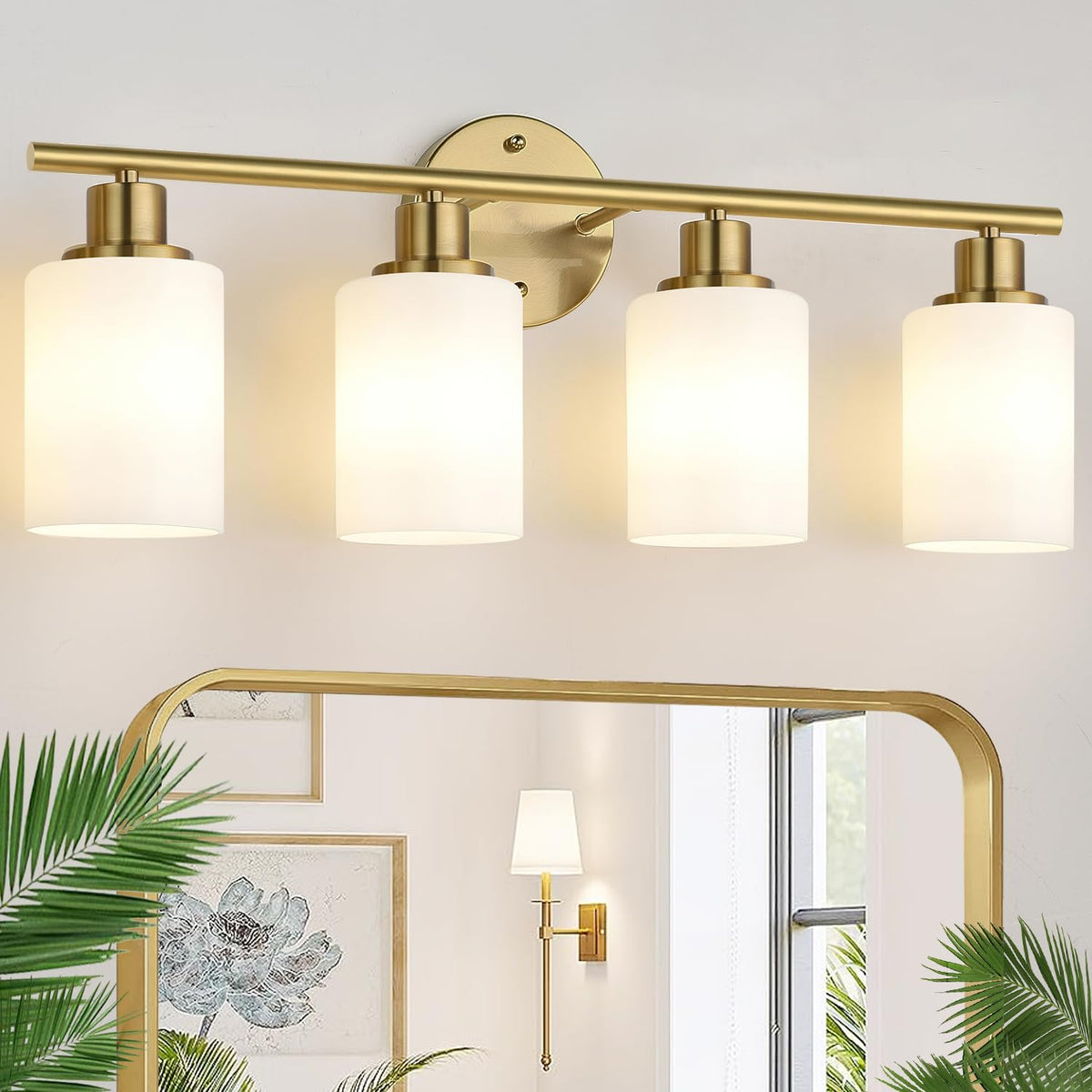 Zarbitta 3-Light Bathroom Light Fixtures, Brushed Nickel Vanity Light, Farmhouse Wall Lights with Clear Glass Shade, Bathroom Wall Lamp for Mirror Kitchen Bedroom Hallway Living Room Hallway Cabinet
