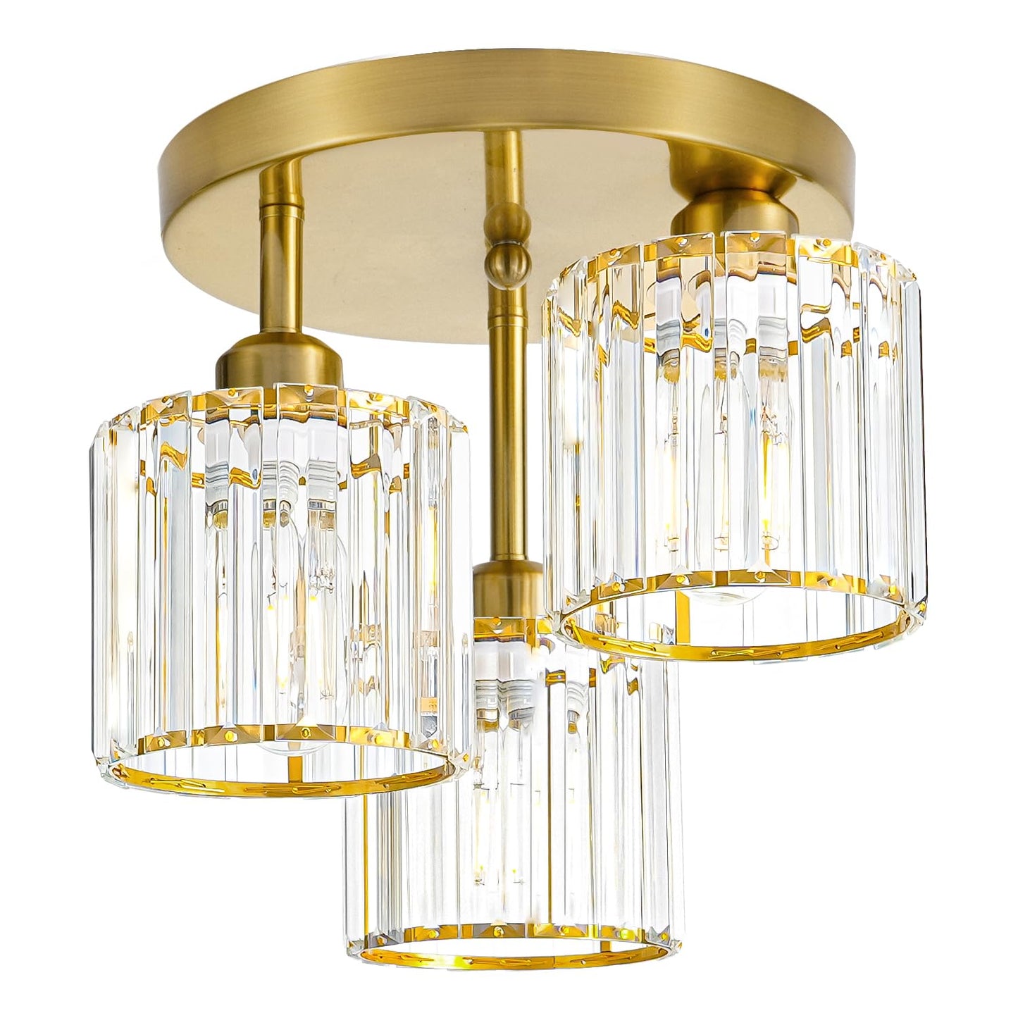 Crystal Ceiling Light Fixture, Modern Semi Flush Mount Ceiling Light, Gold Hallway Lighting Fixtures Chandelier for Kitchen, Close To Ceiling Light Fixtures for Entryway Bedroom, 1-Light, 11Inch