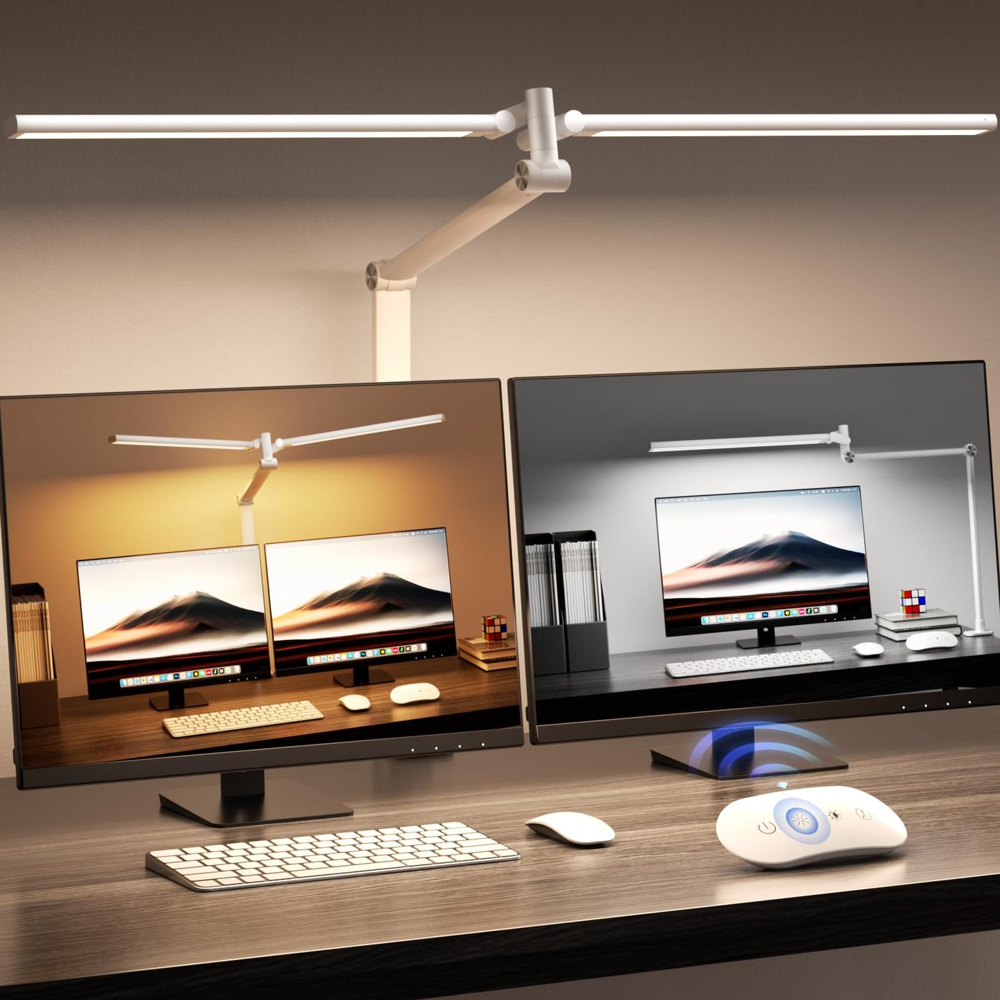 Airlonv LED Desk Lamp with Clamp, 17" Stepless Dimming Light, Black | 2700K-6500K, 100 LEDs, 360° Gooseneck, Fits Up to 30" Monitors, Flicker-Free Lighting for Home Office, Study& Workbench
