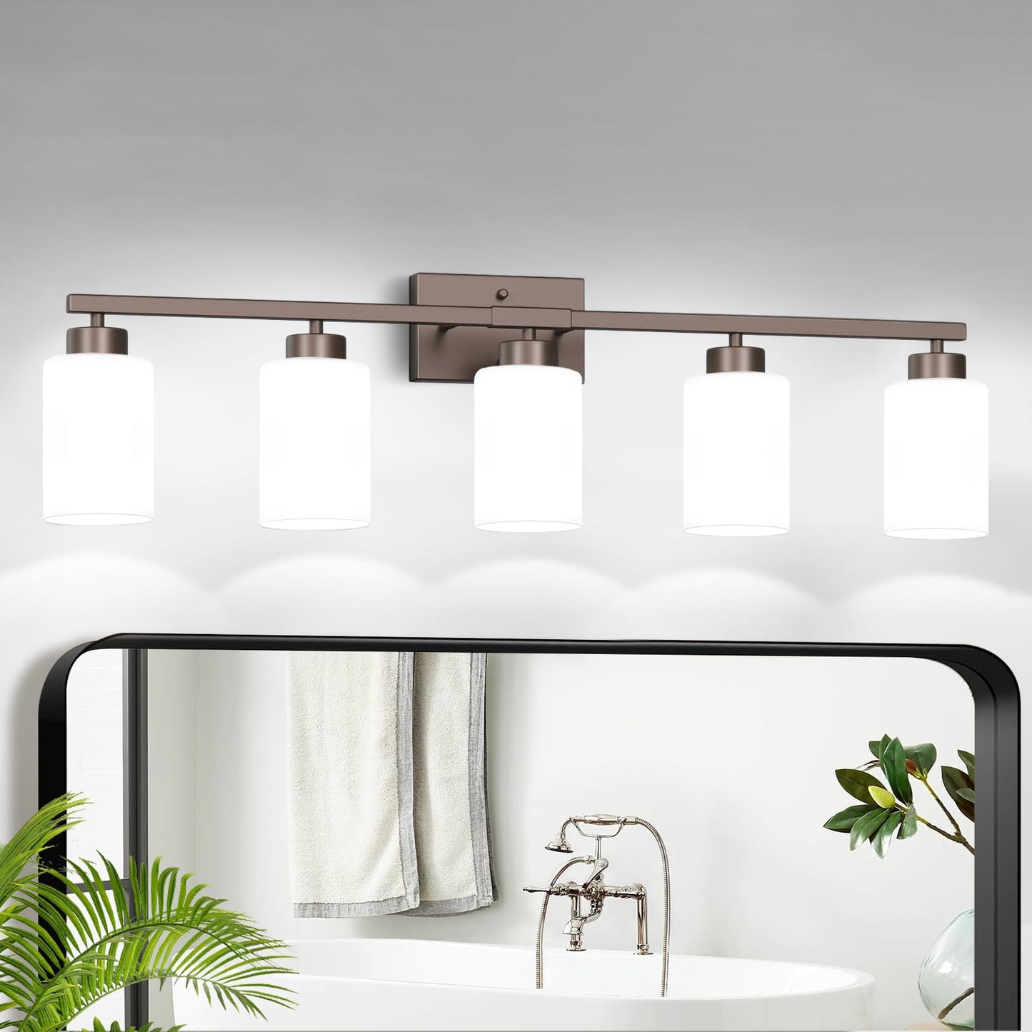 IZORRO Modern Bathroom Light Fixtures, 4 Light Black Vanity Lights, Bathroom Lighting Fixtures Over Mirror with Clear Glass for Living Room Cabinet Bedroom