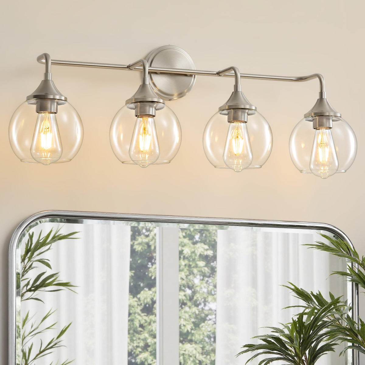 Gold Bathroom Light Fixtures 3-Light Farmhouse Vanity Light 22" | Modern Vanity Lighting Fixtures Over Mirror, Thickened Clear Glass Shade, UL E26 Dimmable