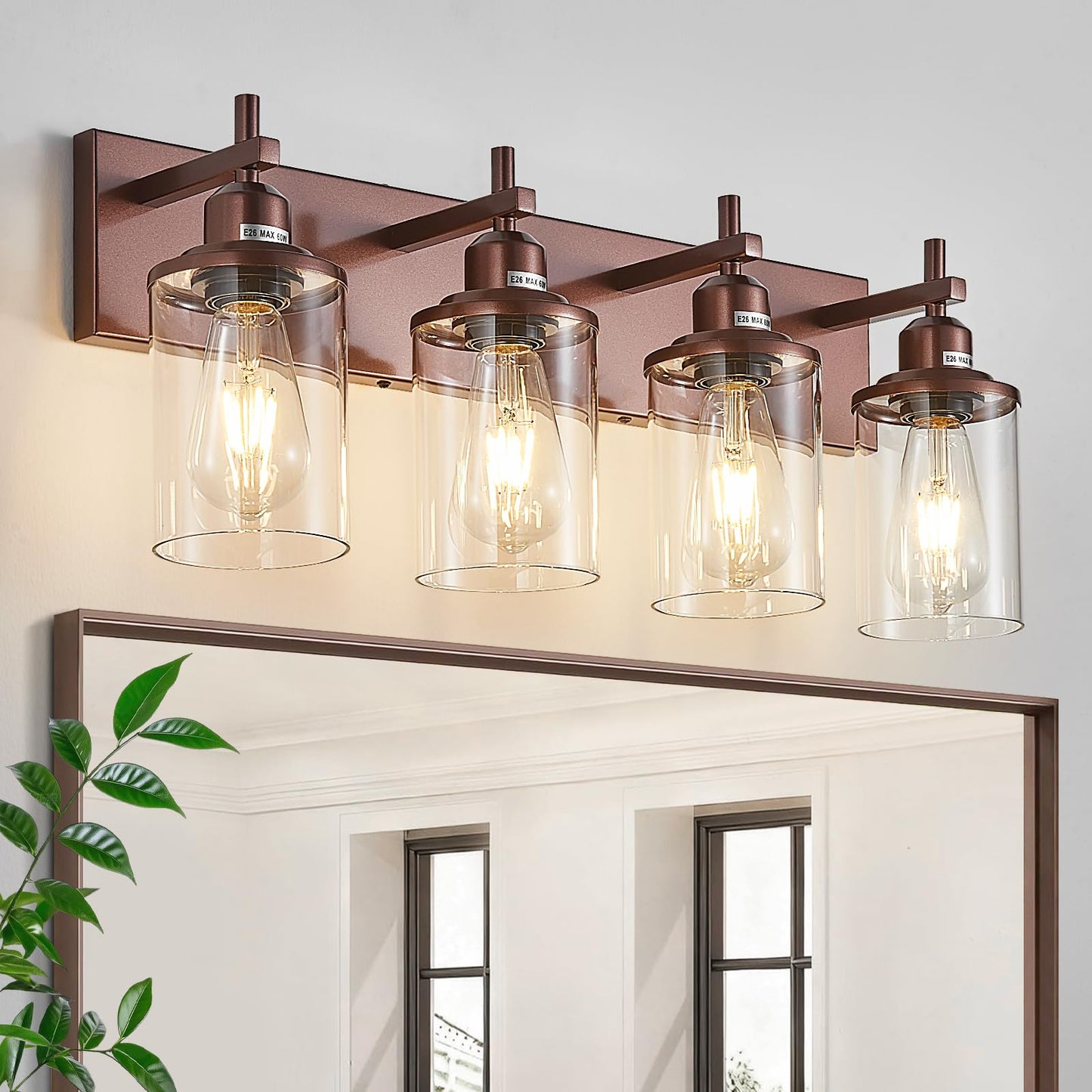 Lanhall 3-Light Black Bathroom Light Fixture Over Mirror Modern Farmhouse Bathroom Vanity Light Vintage Wall Lighting with Clear Glass Shade for Bathroom, Bedroom, Hallway, Cabinet