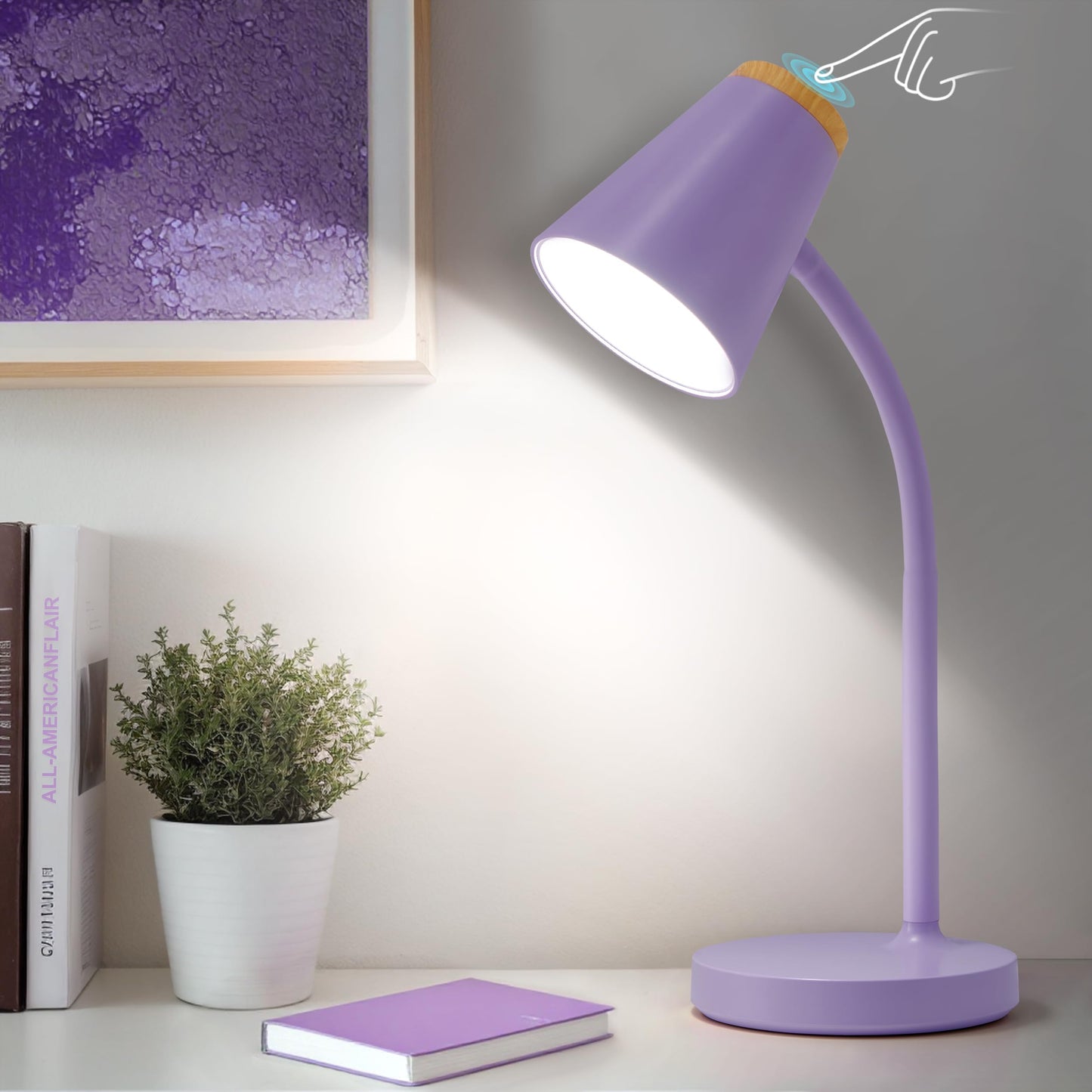 EJIAXIN Desk Lamps for Home Office - Small LED Desk Lamp Touch Dimmable Reading Light for College Dorm Room - Adjustable Flexible Gooseneck Table Lamp for Bedside Bedroom Nightstand Pink