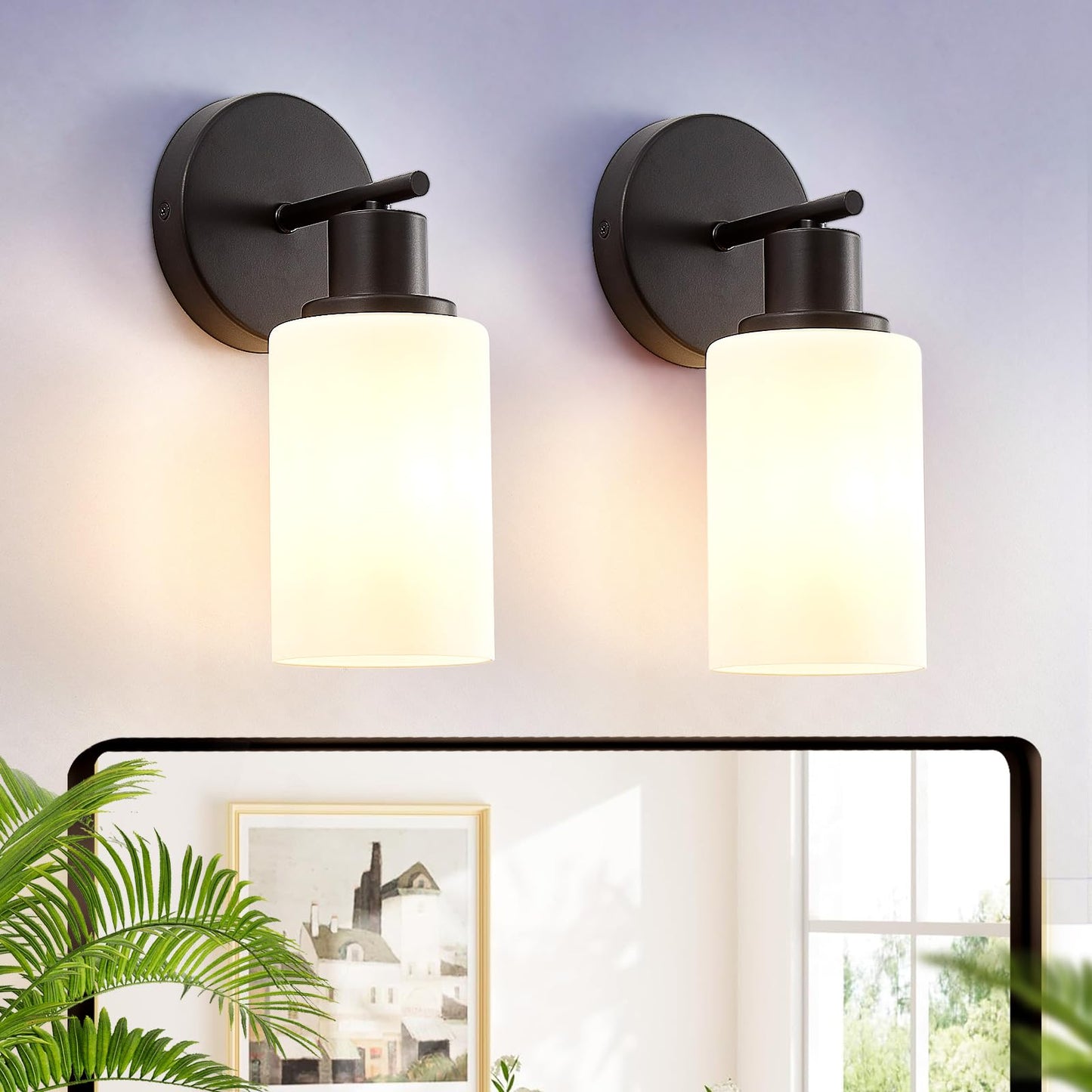 DLLT 3-Light Bathroom Light Fixtures: Set of 2 Black Modern Vanity Lights with Clear Glass Shade - 18.51" Bathroom Wall Lamp for Mirror Kitchen Living Room