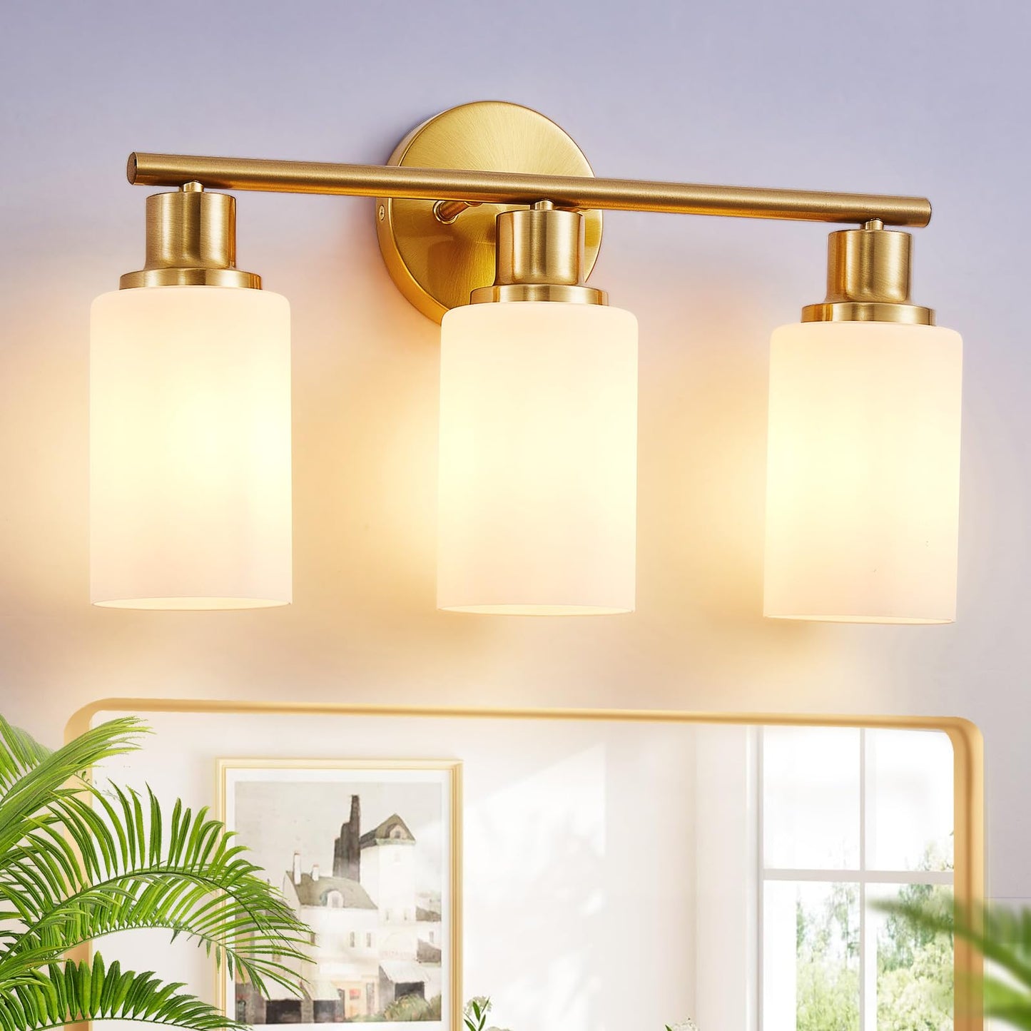 DLLT 3-Light Bathroom Light Fixtures: Set of 2 Black Modern Vanity Lights with Clear Glass Shade - 18.51" Bathroom Wall Lamp for Mirror Kitchen Living Room