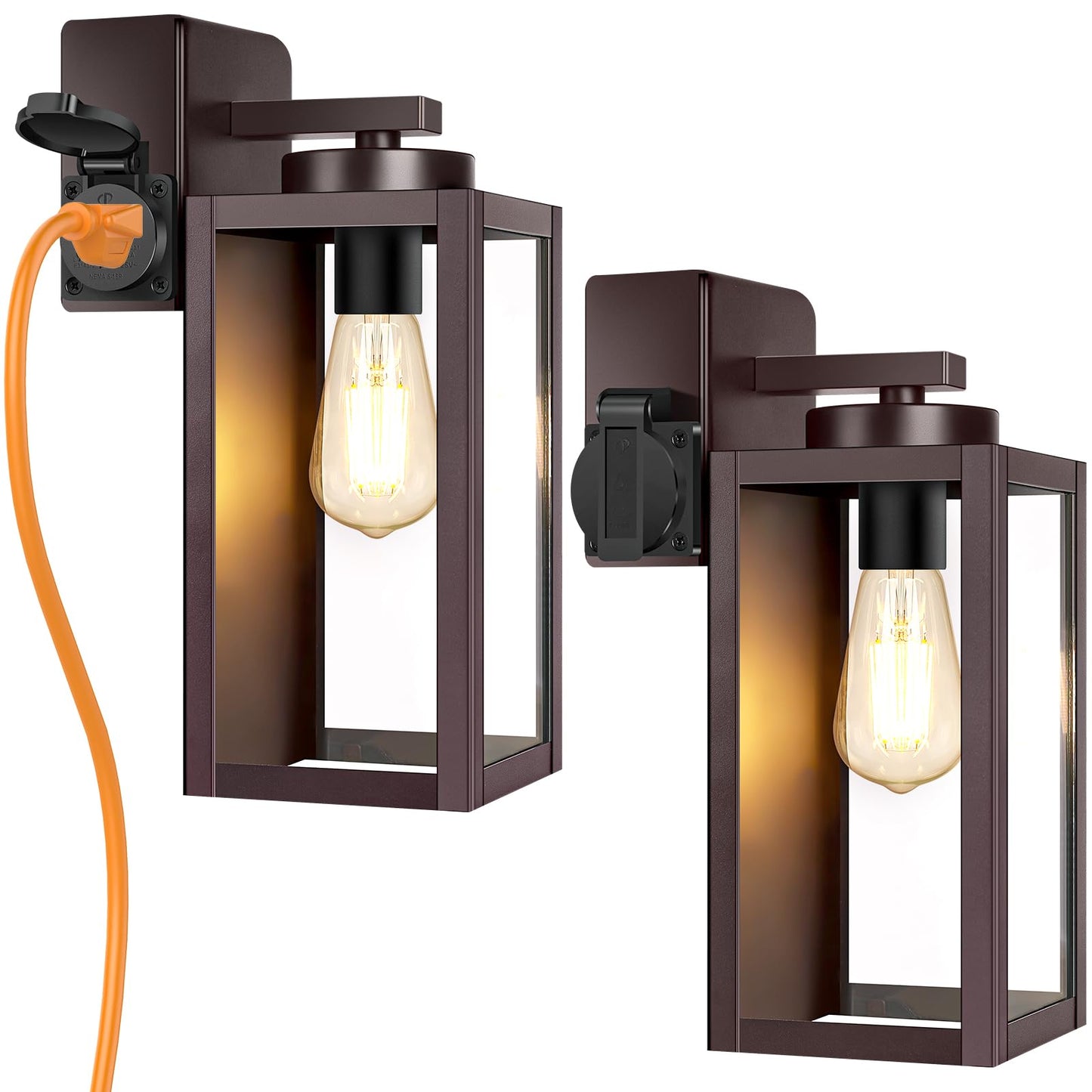 Outdoor Wall Light Fixture, Modern Outside Porch Sconce, Black | Waterproof, Rust-Resistant, Durable Metal with Clear Glass, Standard E26 Socket, Easy to Install