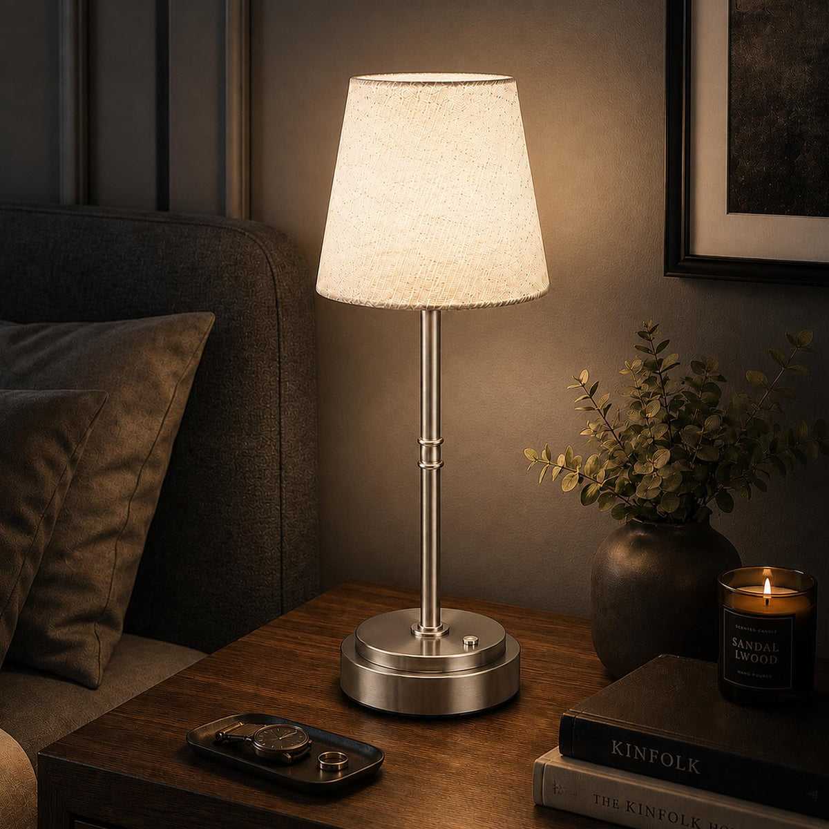 Rechargeable Cordless Table Lamp, Nightstand to End Table,Gold,1 Pack | 6000mAh Battery Operated, 16-Inch Antique Brass Aesthetic, For Kitchen Counter, Bathroom Vanity and Dining Room