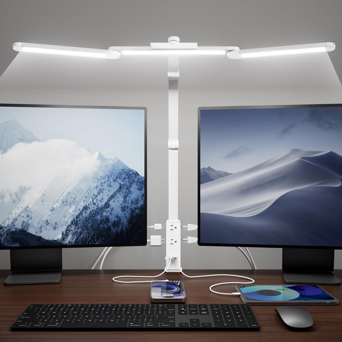 SUPERDANNY Eye-Caring LED Desk Lamp Work Lamp Office Lamp with Side Clamp | Black, Touch Control, 360° Flexible Gooseneck, 3 Modes Smooth Dimming, Memory Function, Adapter, Metal, for Home Office Dorm