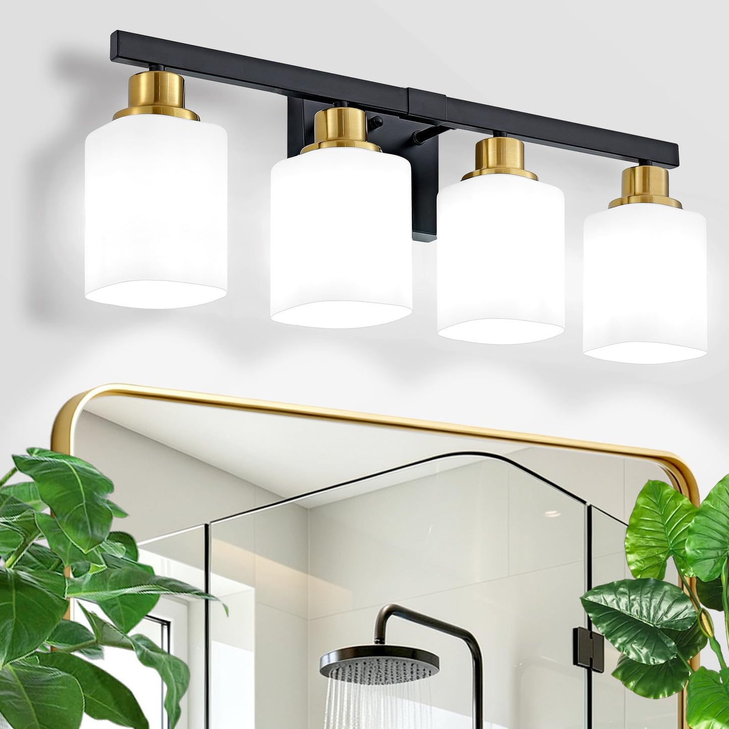 3-Light Bathroom Vanity Light,Modern Matte Black Bathroom Light Fixtures with Square Frosted Glass,Wall Sconces Lighting fixtures Over Mirror Restroom, Living Room Hallway