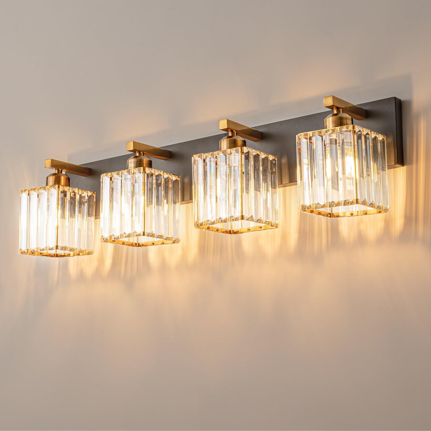 Modern Bathroom Vanity Light 3-Lights Modern Black Crystal Wall Light Bathroom Vanity Light Fixtures