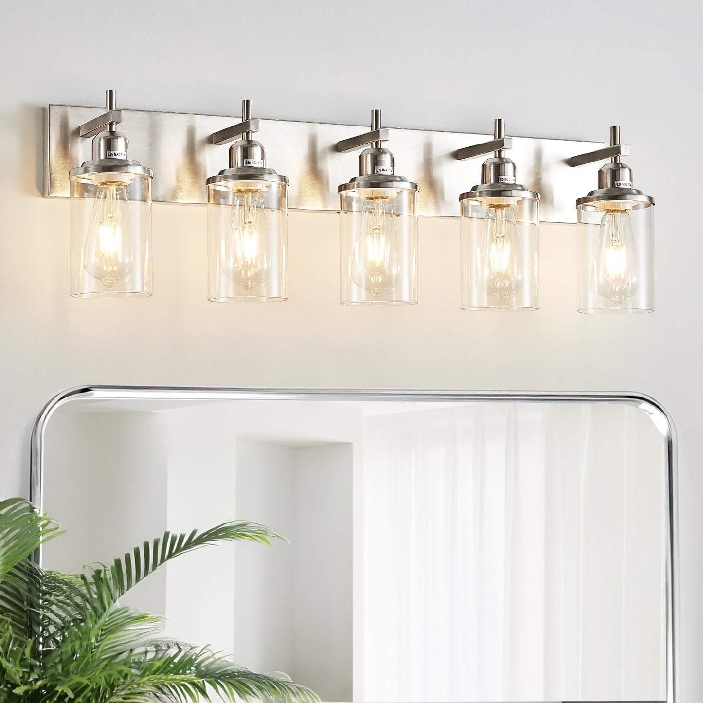 Lanhall 3-Light Black Bathroom Light Fixture Over Mirror Modern Farmhouse Bathroom Vanity Light Vintage Wall Lighting with Clear Glass Shade for Bathroom, Bedroom, Hallway, Cabinet