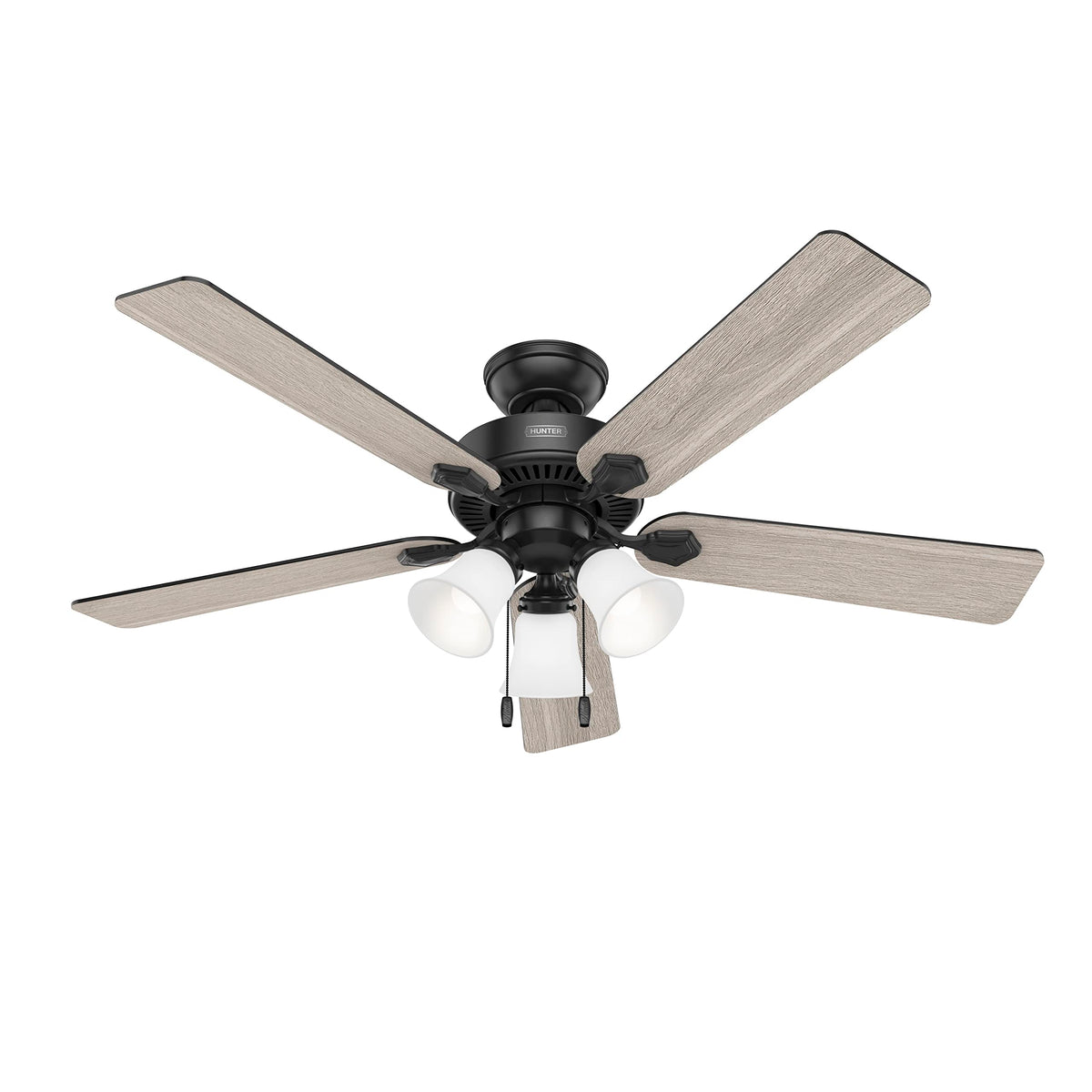 Hunter Swanson, Indoor, Ceiling Fan, with LED Lights, 44 inch, Fresh White | Standard Mount, Pull Chain, 5 Blades, For Bedroom, Living Room, Kitchen, 50885