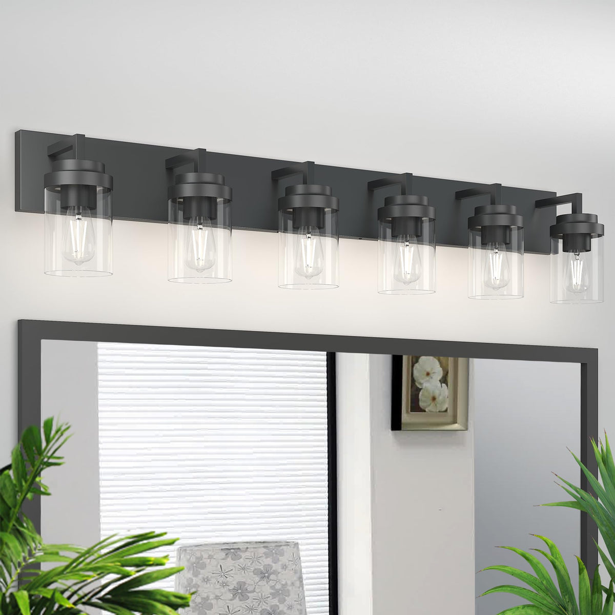 Bathroom Vanity Light, 3 Light Matte Black Vanity Lights with Clear Glass Shade, 22in Modern Wall Sconces, Bathroom Lighting Fixtures Over Mirror for Living Room