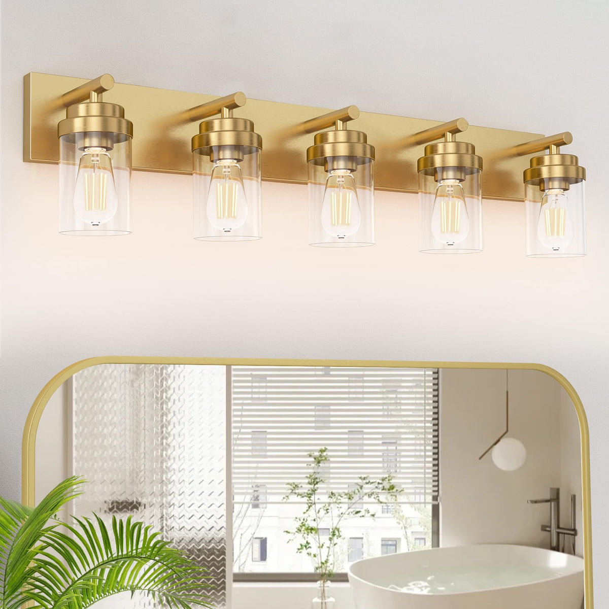 IZORRO Bathroom Vanity Light Fixture, 3-Light 22 Inch Matte Black Bathroom Light Fixtures Over Mirror, with Clear Glass Shade, Modern Farmhouse Vanity Lights, Rustic Restroom Lighting Fixtures
