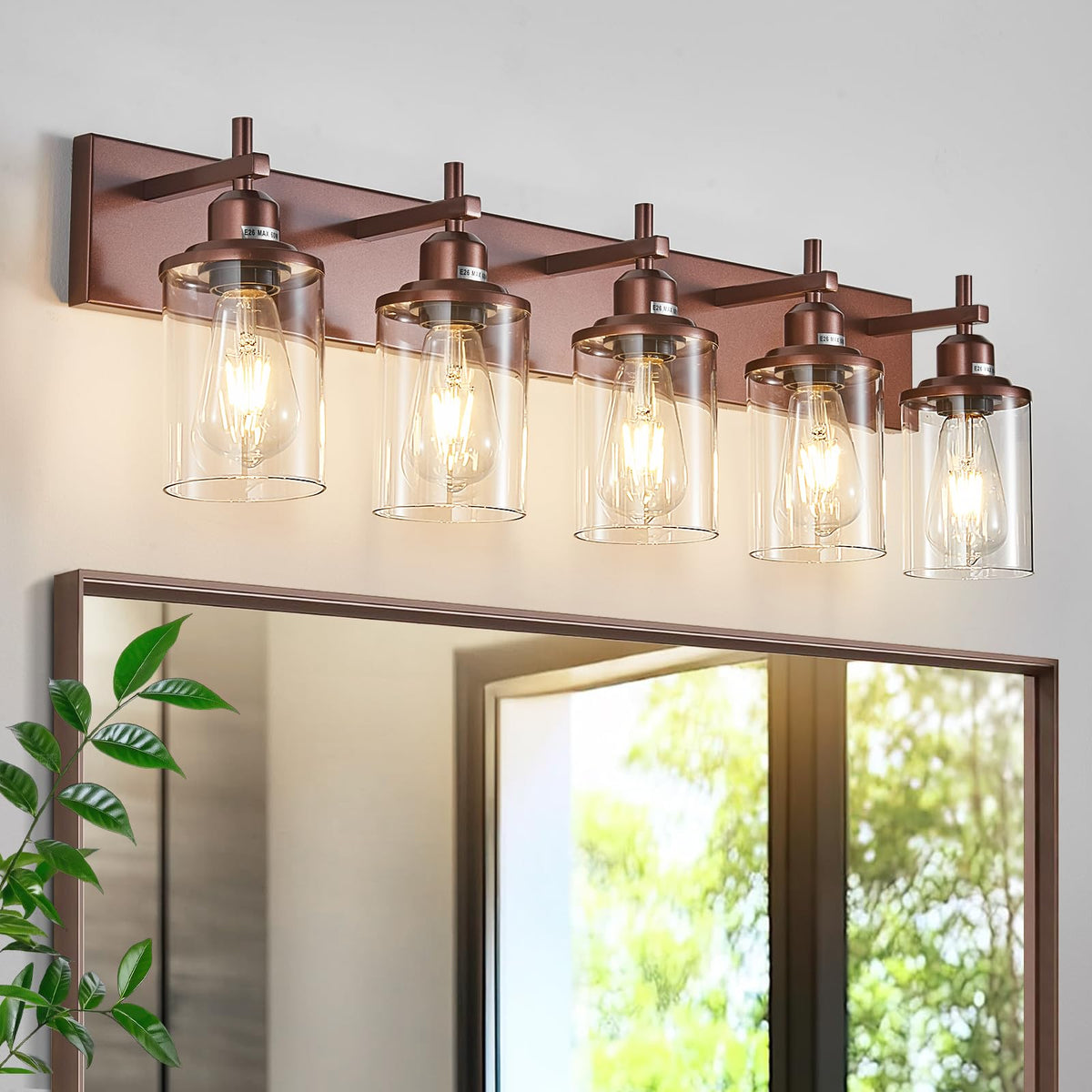 Lanhall 3-Light Black Bathroom Light Fixture Over Mirror Modern Farmhouse Bathroom Vanity Light Vintage Wall Lighting with Clear Glass Shade for Bathroom, Bedroom, Hallway, Cabinet