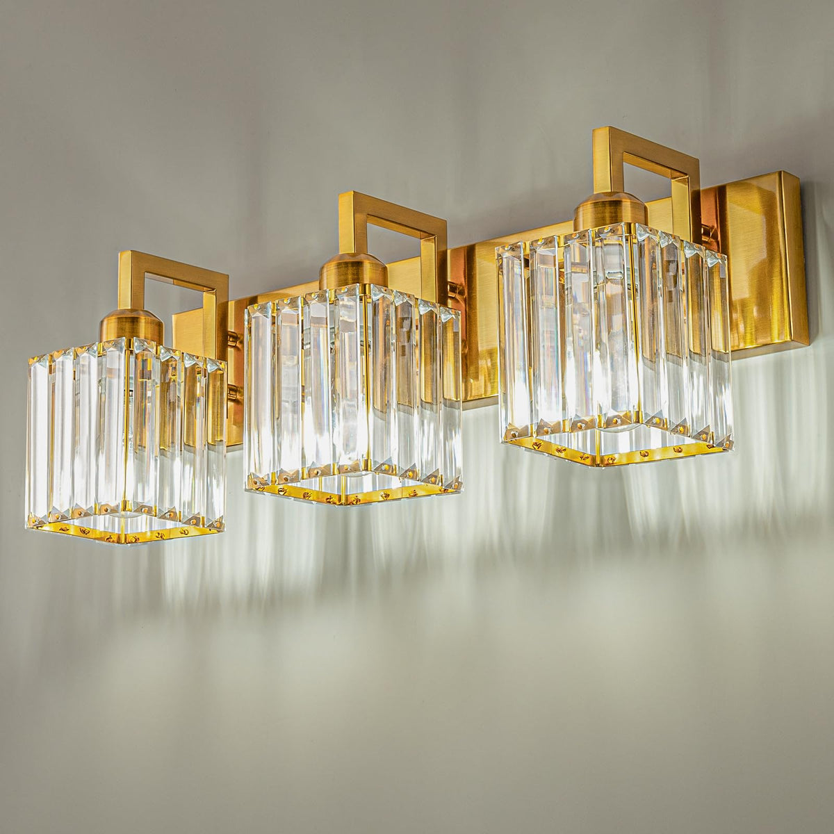 Modern Bathroom Vanity Light 3-Lights Modern Black Crystal Wall Light Bathroom Vanity Light Fixtures